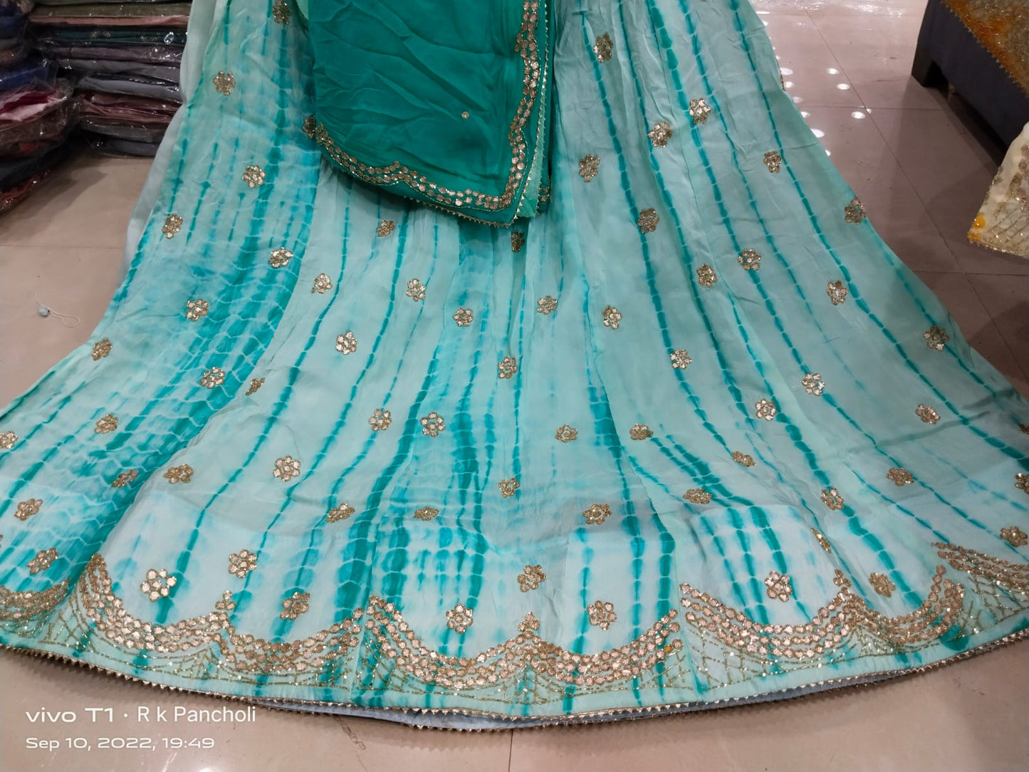 New Marble Design Pure Uppda Silk Cutdana Handwork Langha & Chinon Duptta Nr Kml Rama Lehenga
