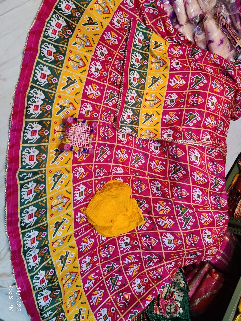Pure Dola Silk Patola Print Inner Weaving Lehenga Kml Or