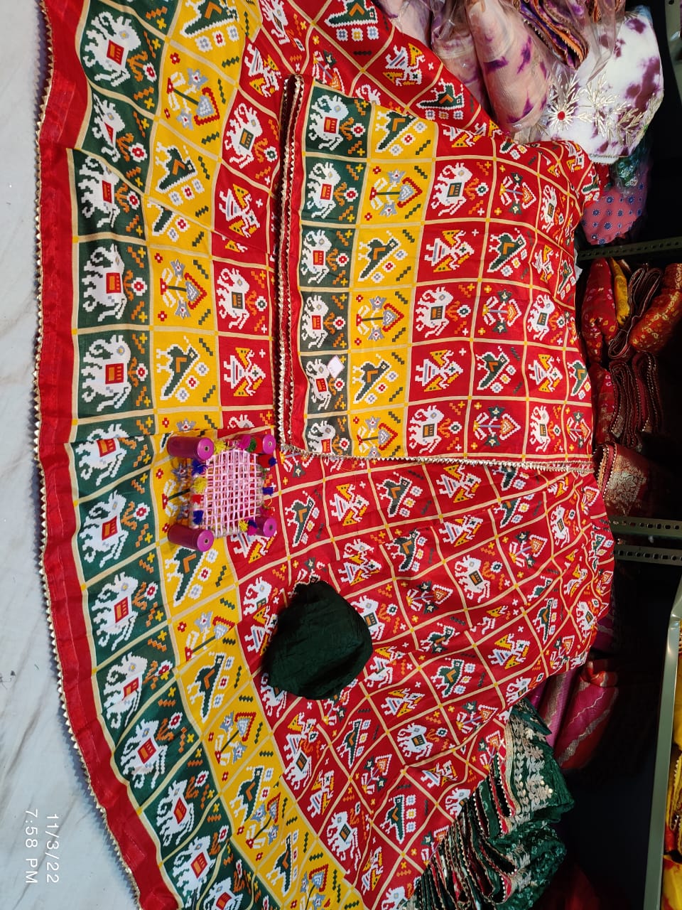 Pure Dola Silk Patola Print Inner Weaving Lehenga Kml Or