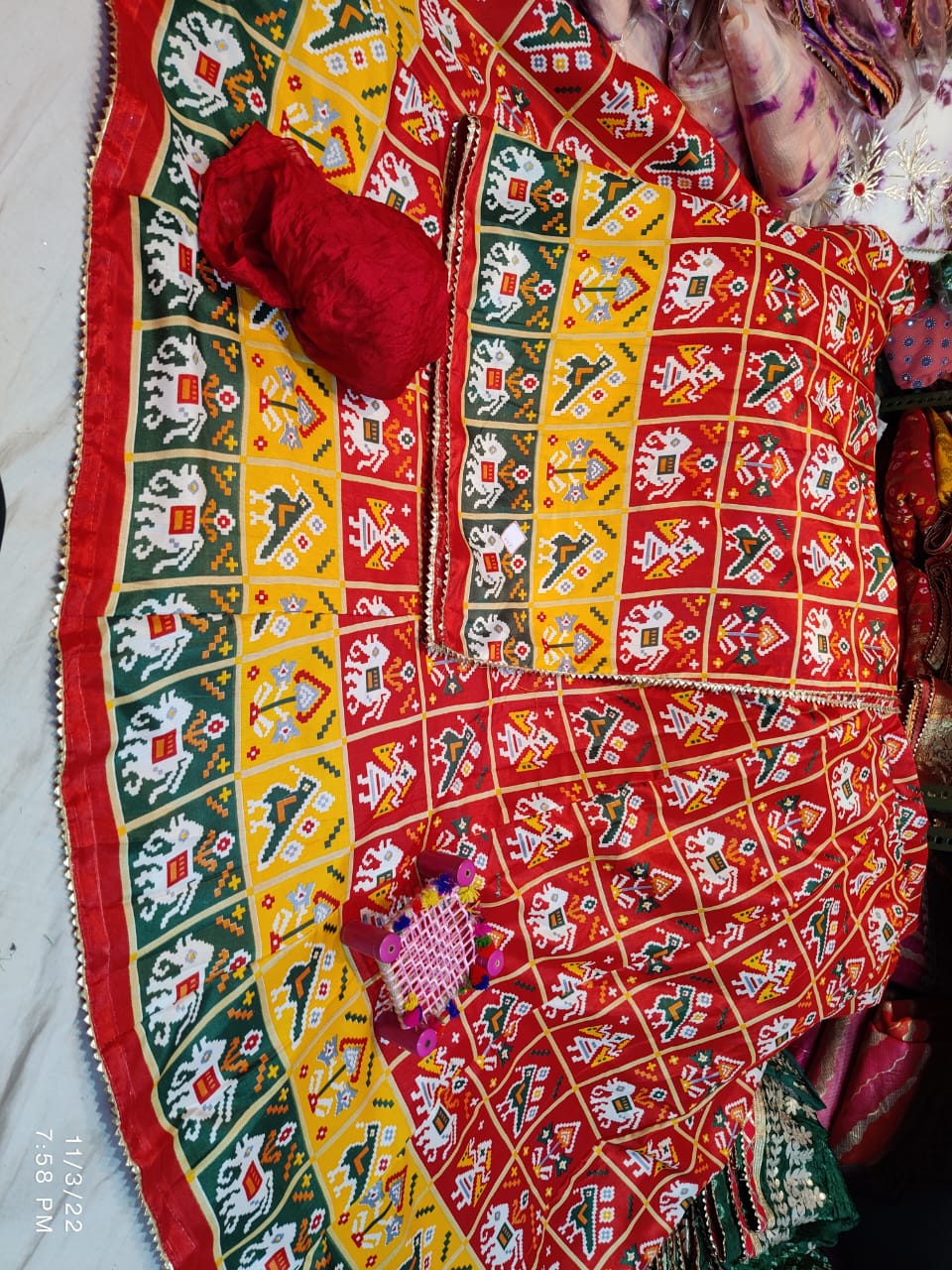 Pure Dola Silk Patola Print Inner Weaving Lehenga Kml Or