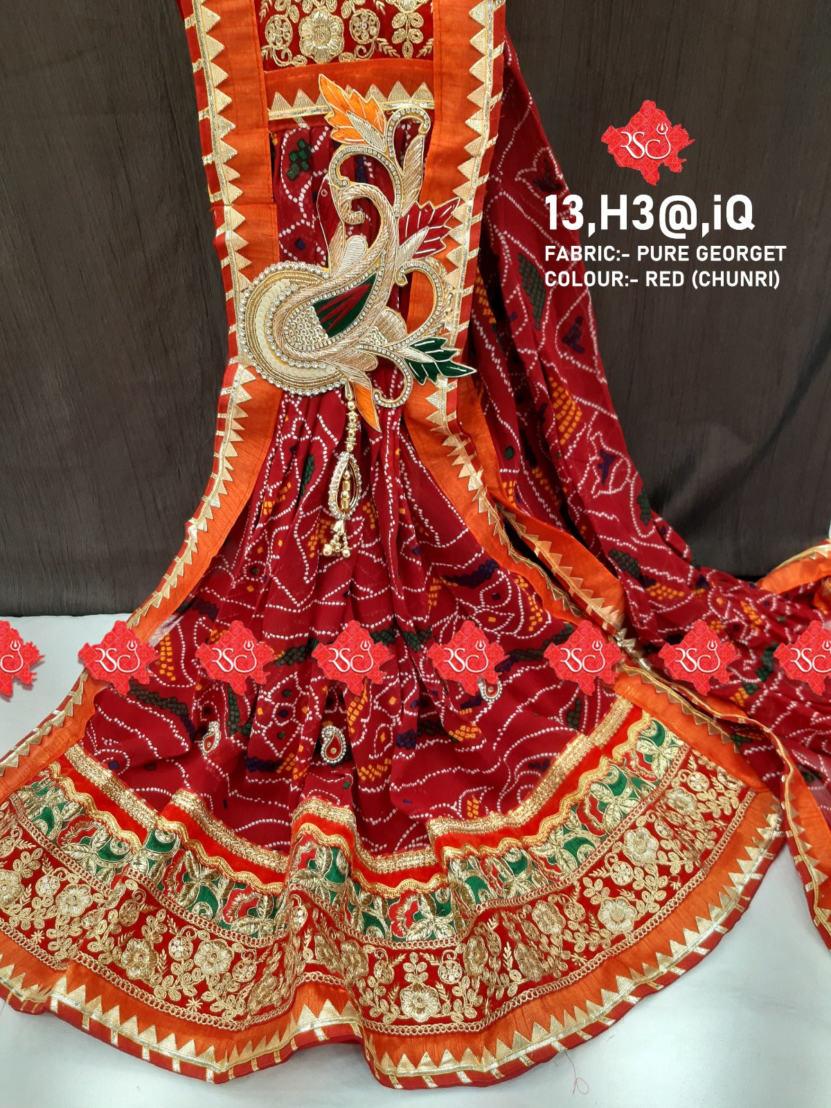 Beautiful Pure Georgatte Piliya Chunari Odhna Or Chunri Pila