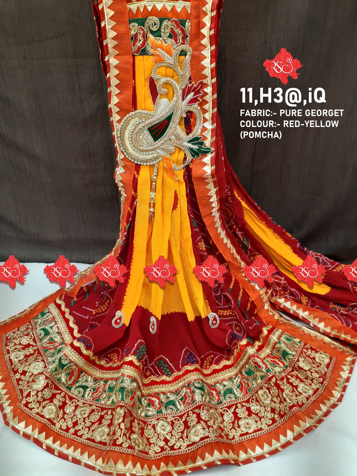 Beautiful Pure Georgatte Piliya Chunari Odhna Or Pomcha Chunri Pila