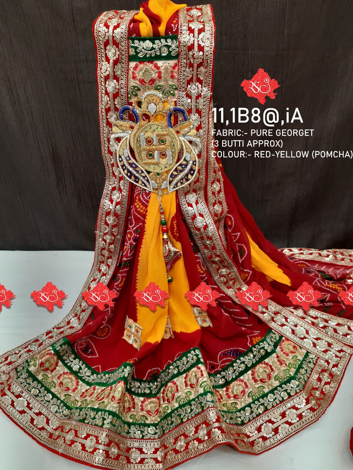 Pure Georgette Chunari Piliya Odhna Rsc Or Pomcha Chunri Pila