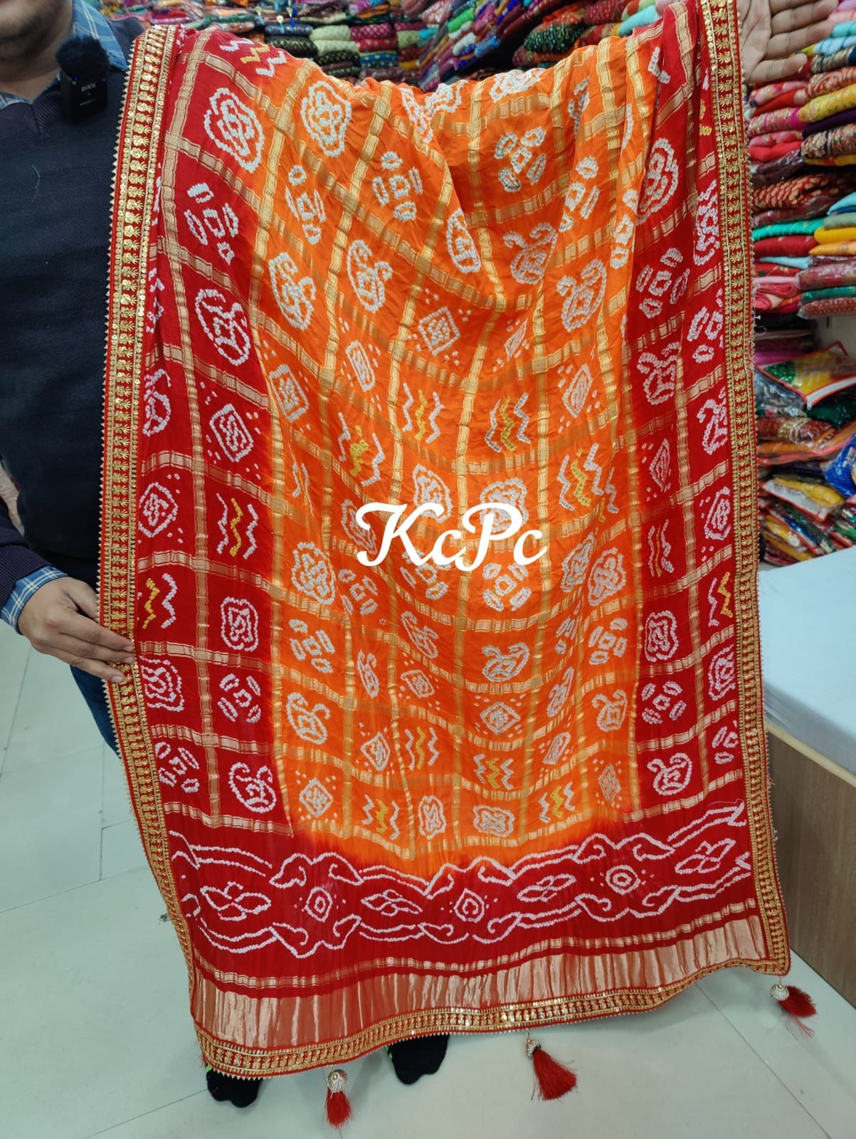 Pure Gaji Silk Bandhani Ghatchola Chunri Pila Dupatta KCPC,NR