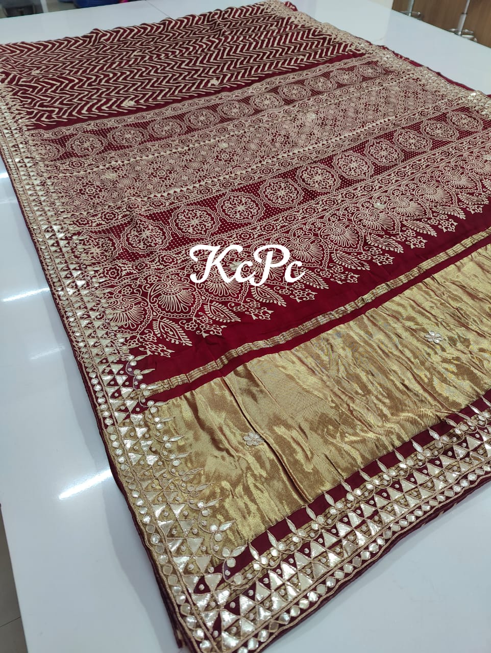 Gaji Silk Ajrakh Style Saree
