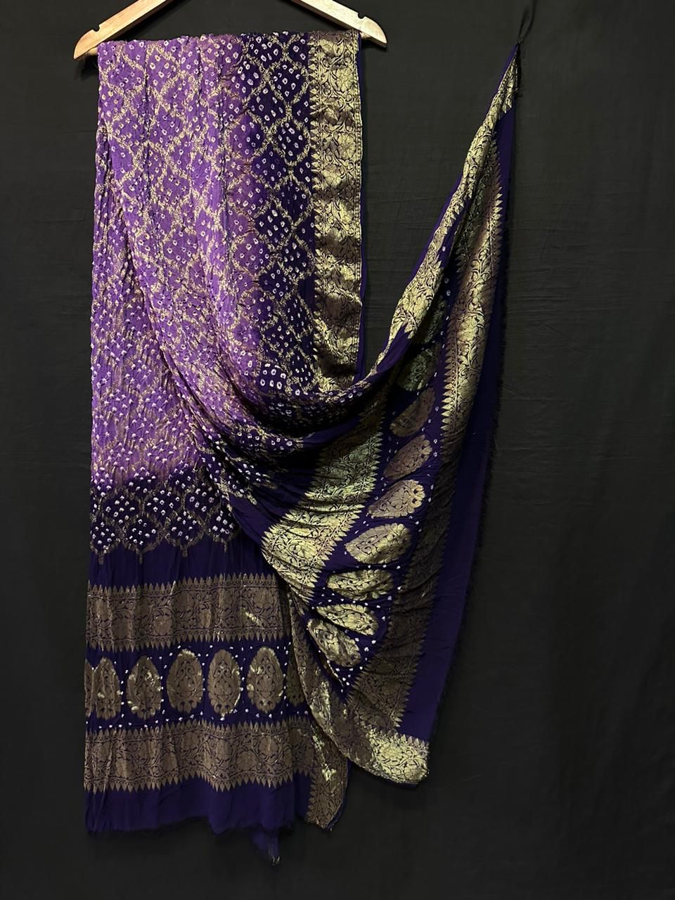Georgette Double shaded cheks Bandhej Duptta , OR , KCPC