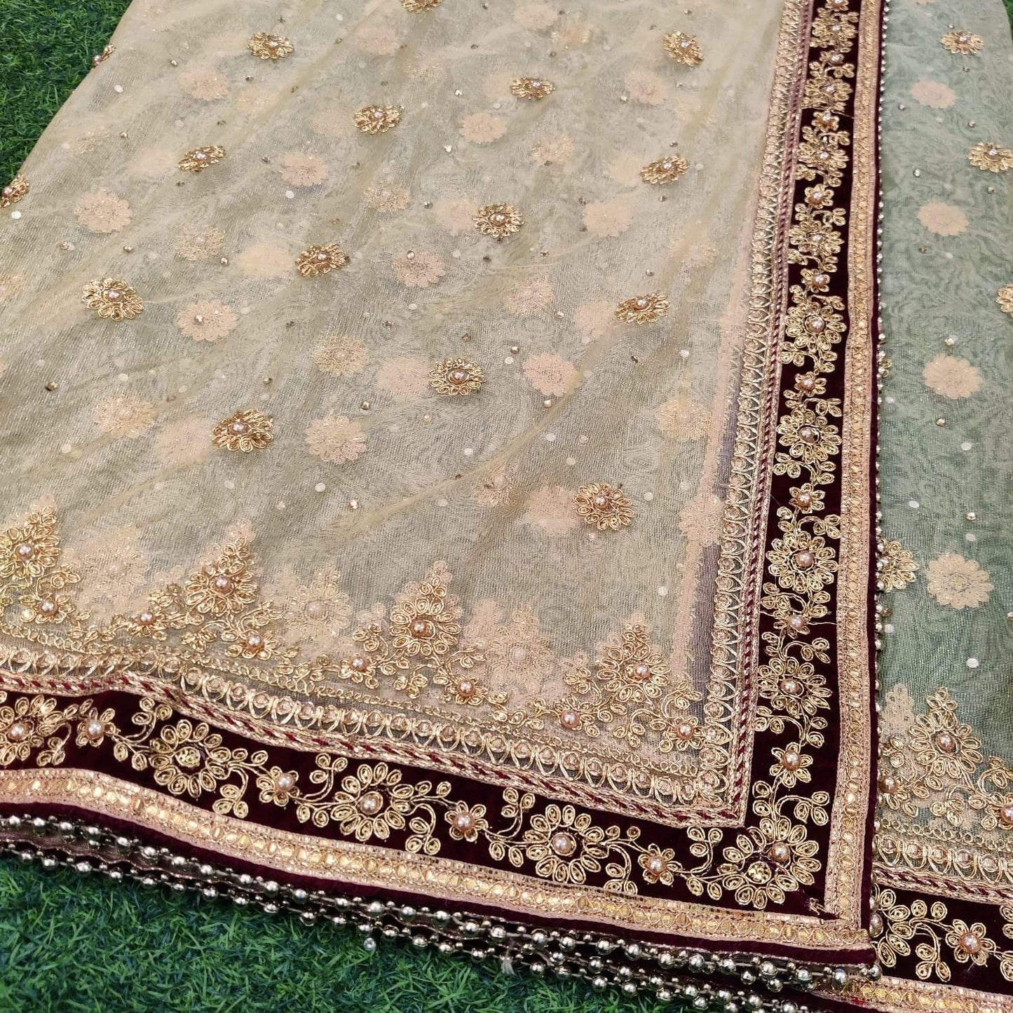 Designer Bridal Net Dupattas - KcPc Bandhani
