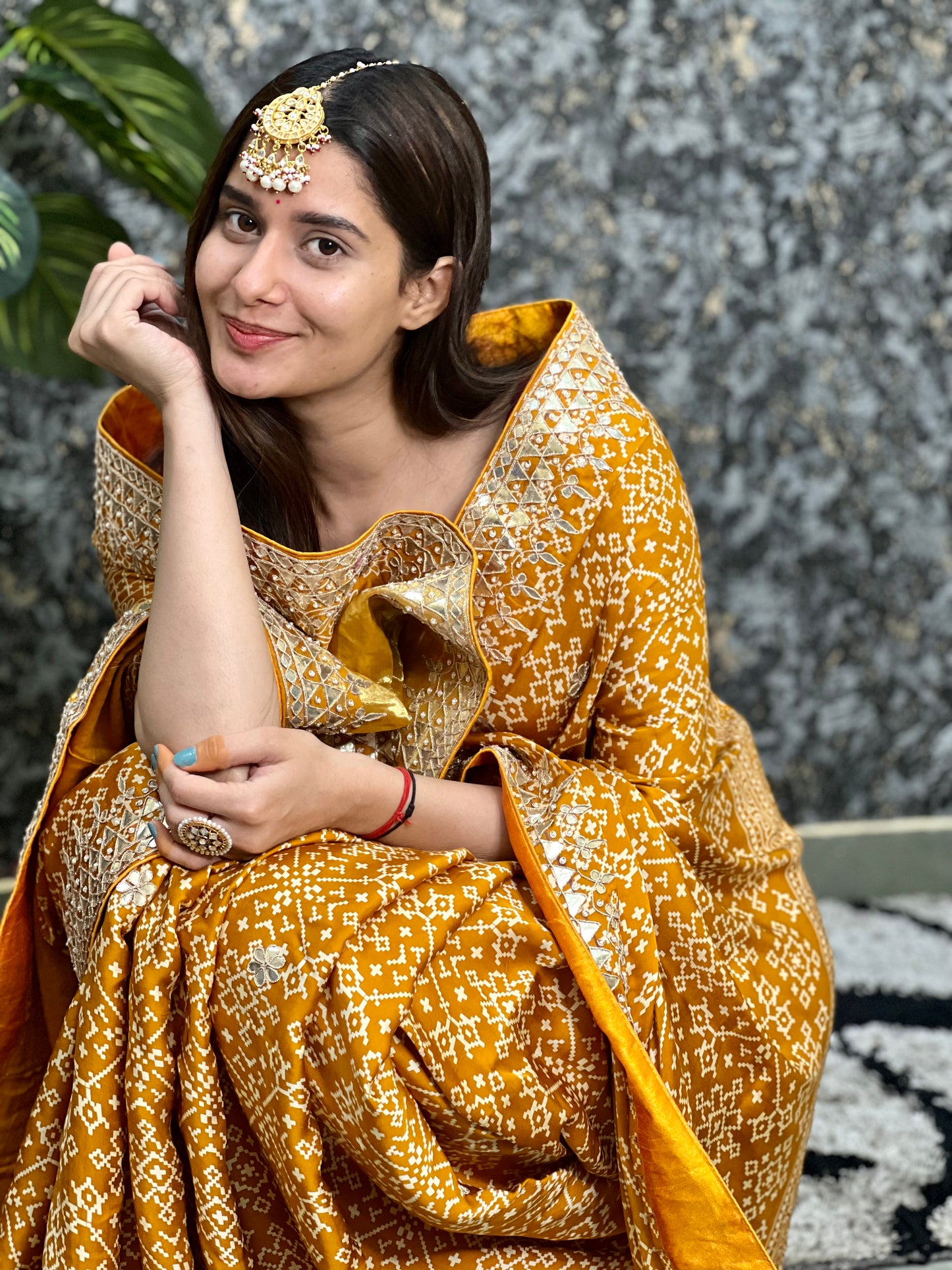 Pure gaji silk patola style Gotapatti work saree with blouse