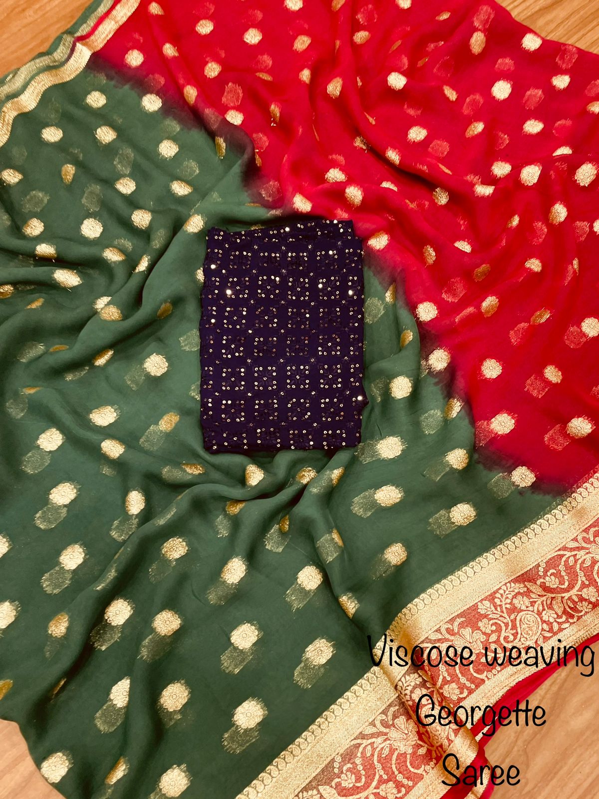 Soft Viscose weaving pure Georgette saree with zari self weaving