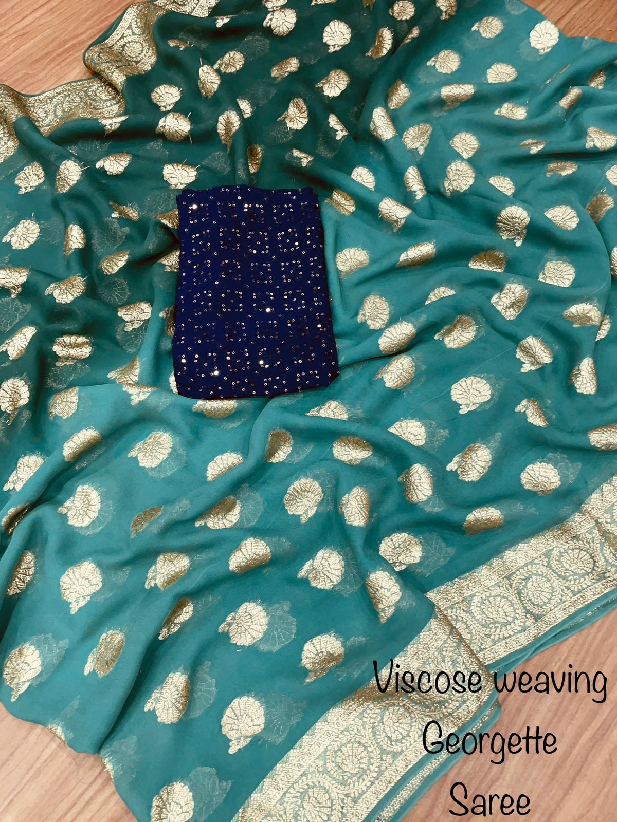 Soft Viscose weaving pure Georgette saree with zari self weaving