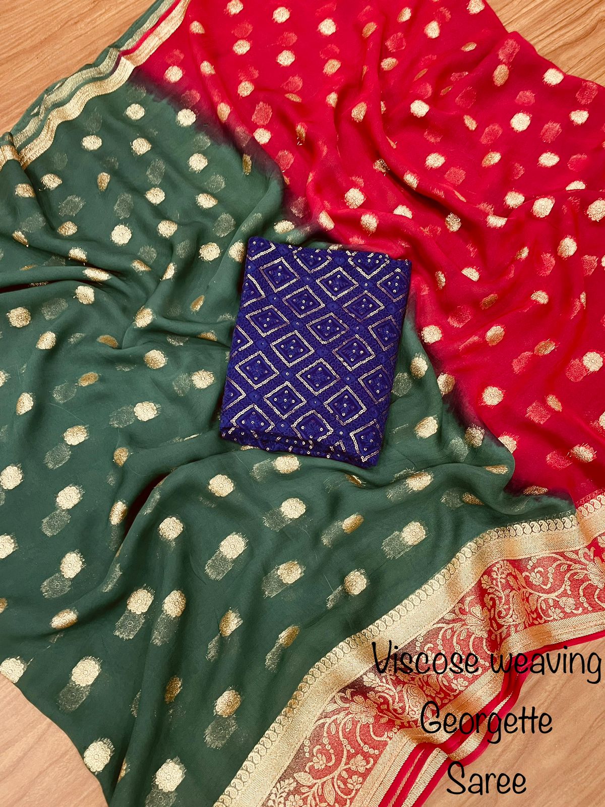 Soft Viscose weaving pure Georgette saree with zari self weaving