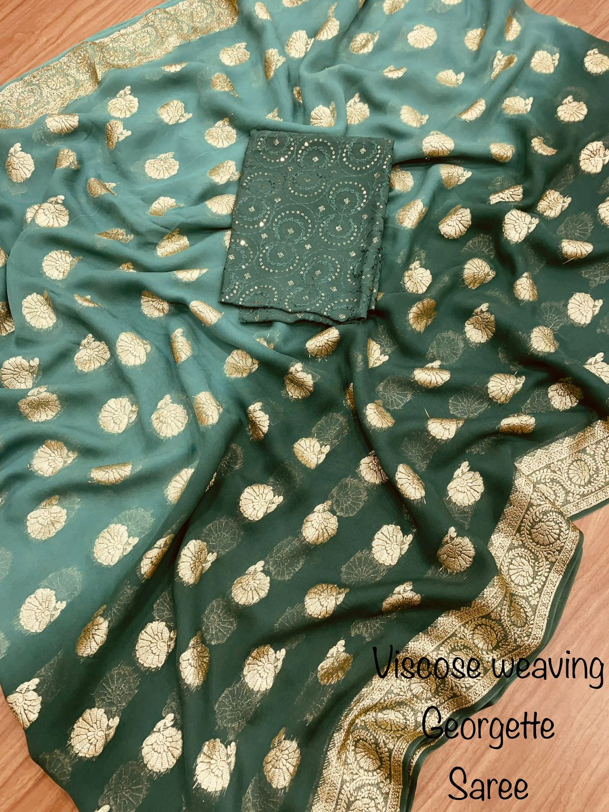 Soft Viscose weaving pure Georgette saree with zari self weaving