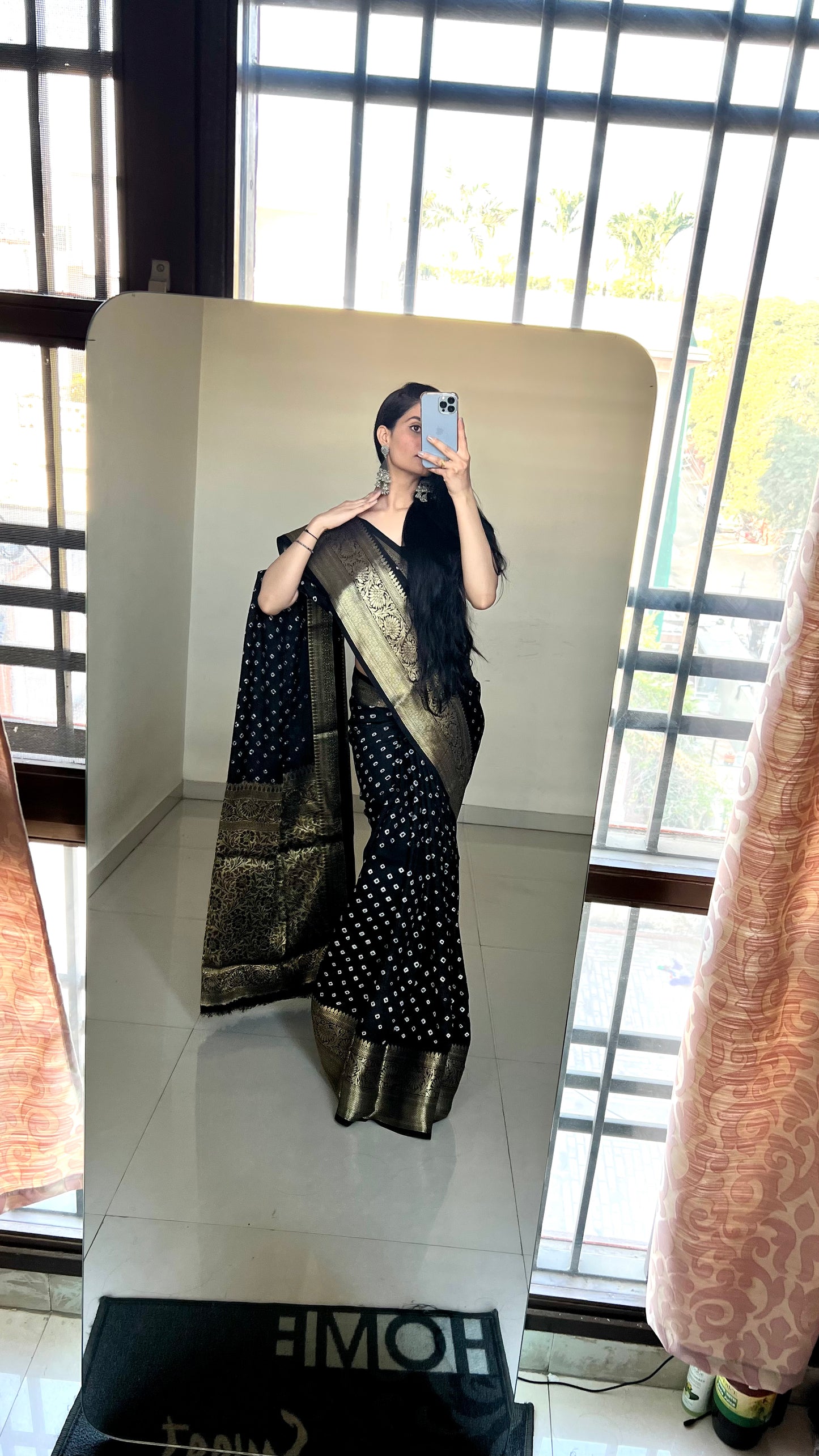 Pure bandhani silk zari weaving saree