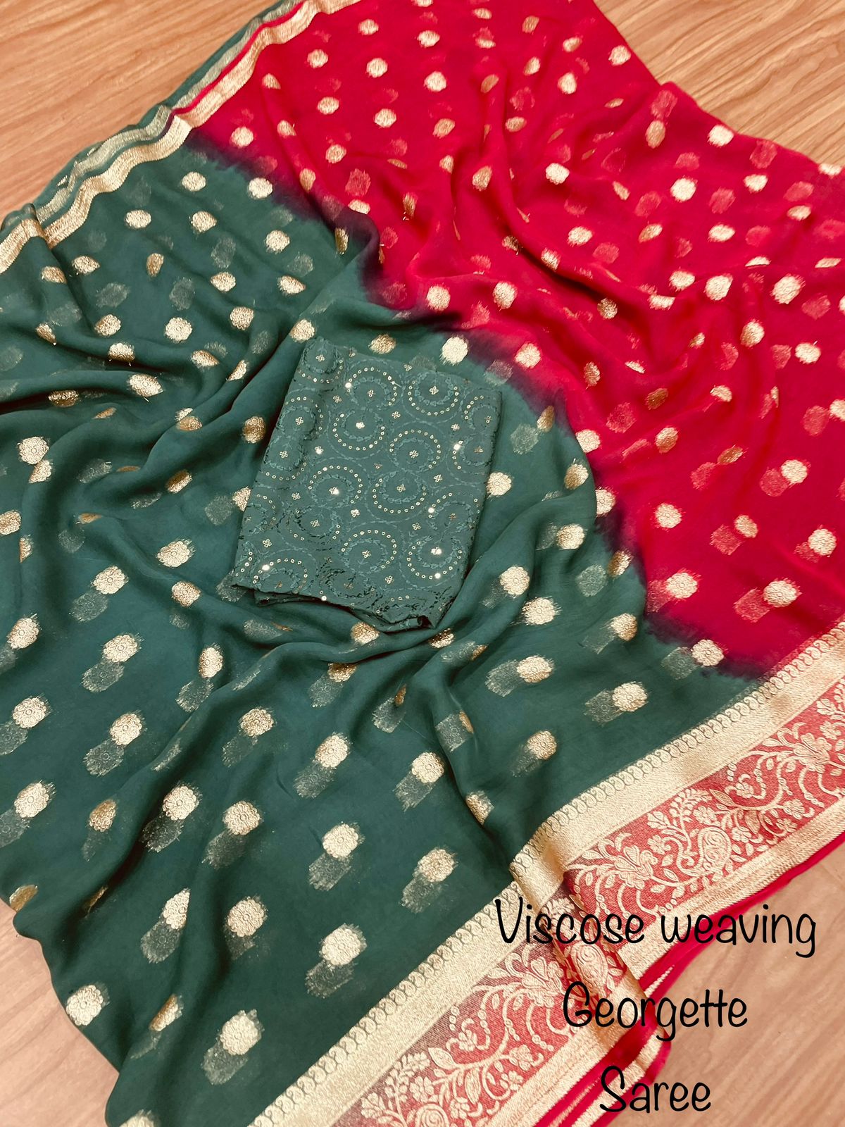 Soft Viscose weaving pure Georgette saree with zari self weaving