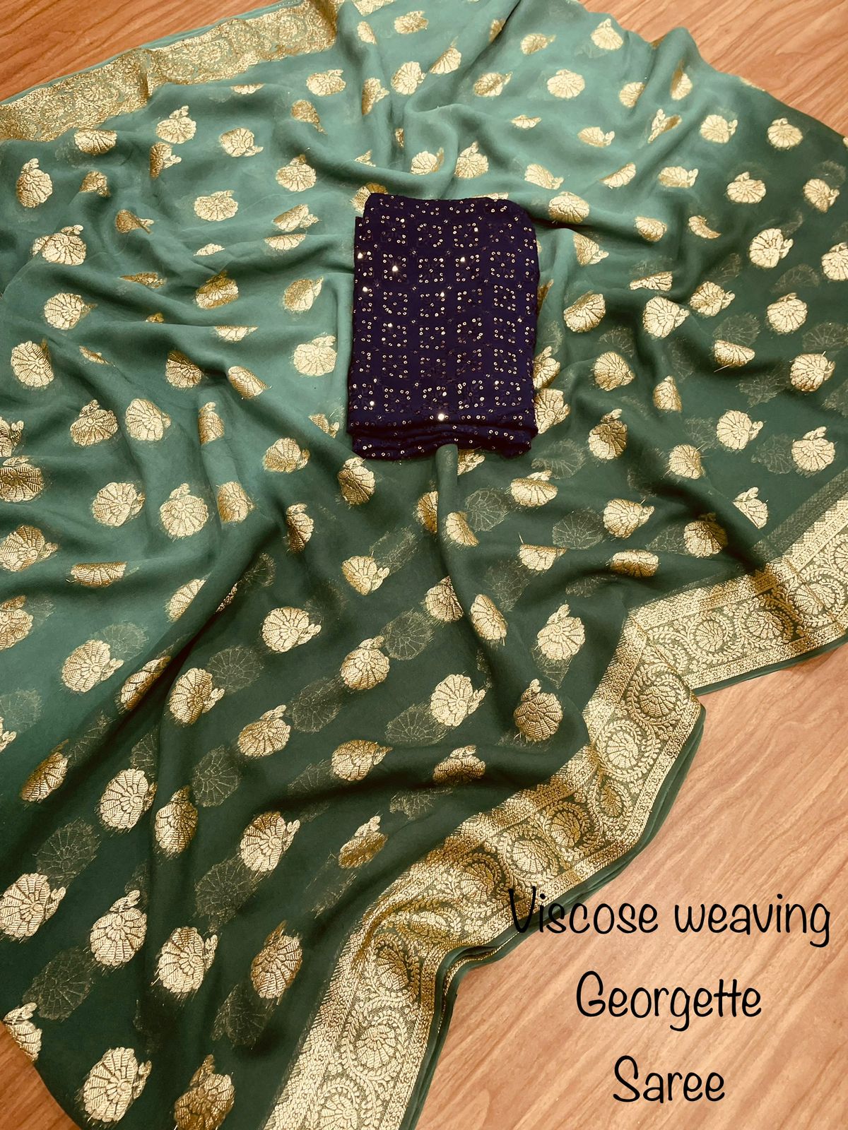 Soft Viscose weaving pure Georgette saree with zari self weaving
