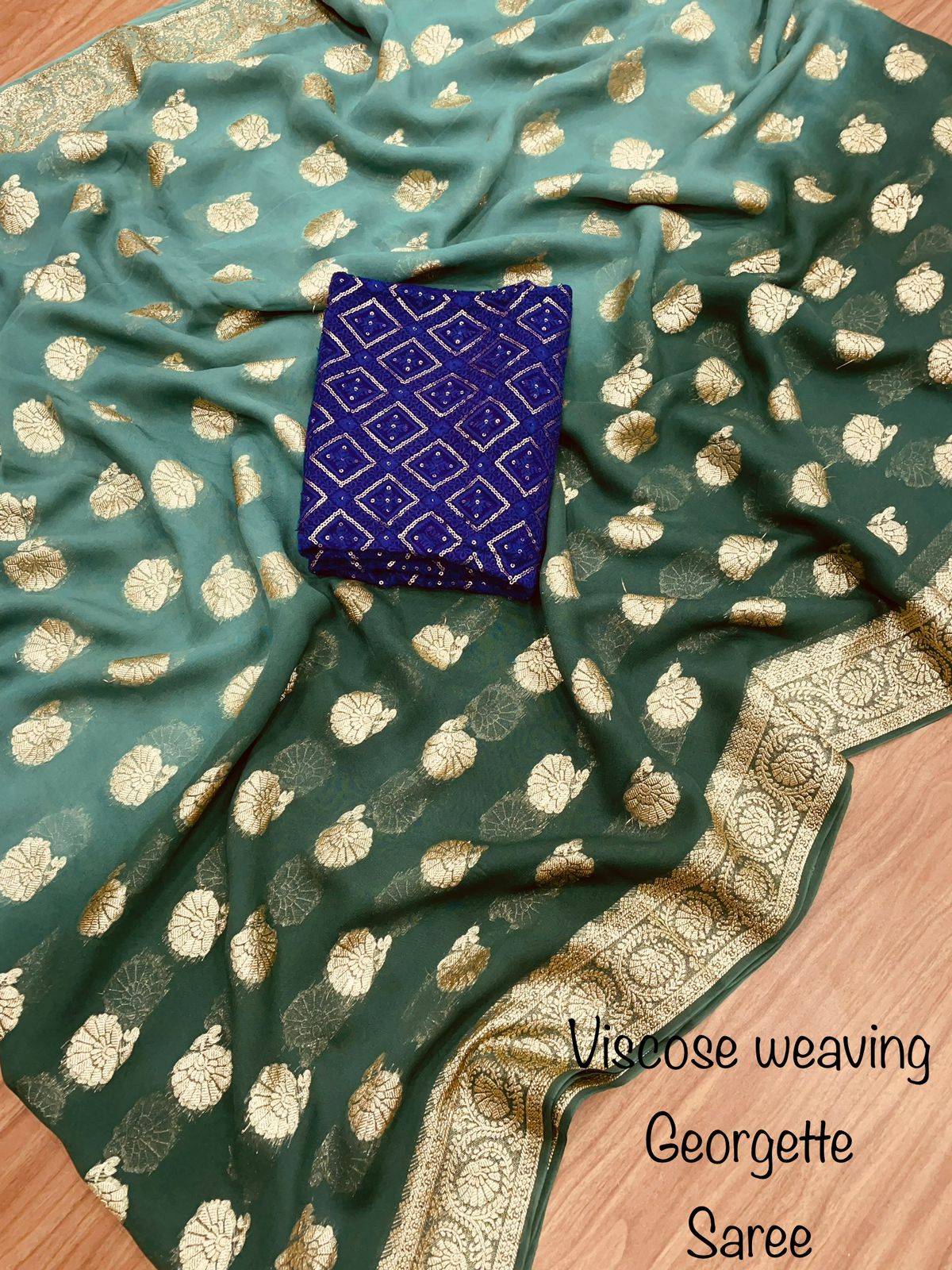 Soft Viscose weaving pure Georgette saree with zari self weaving