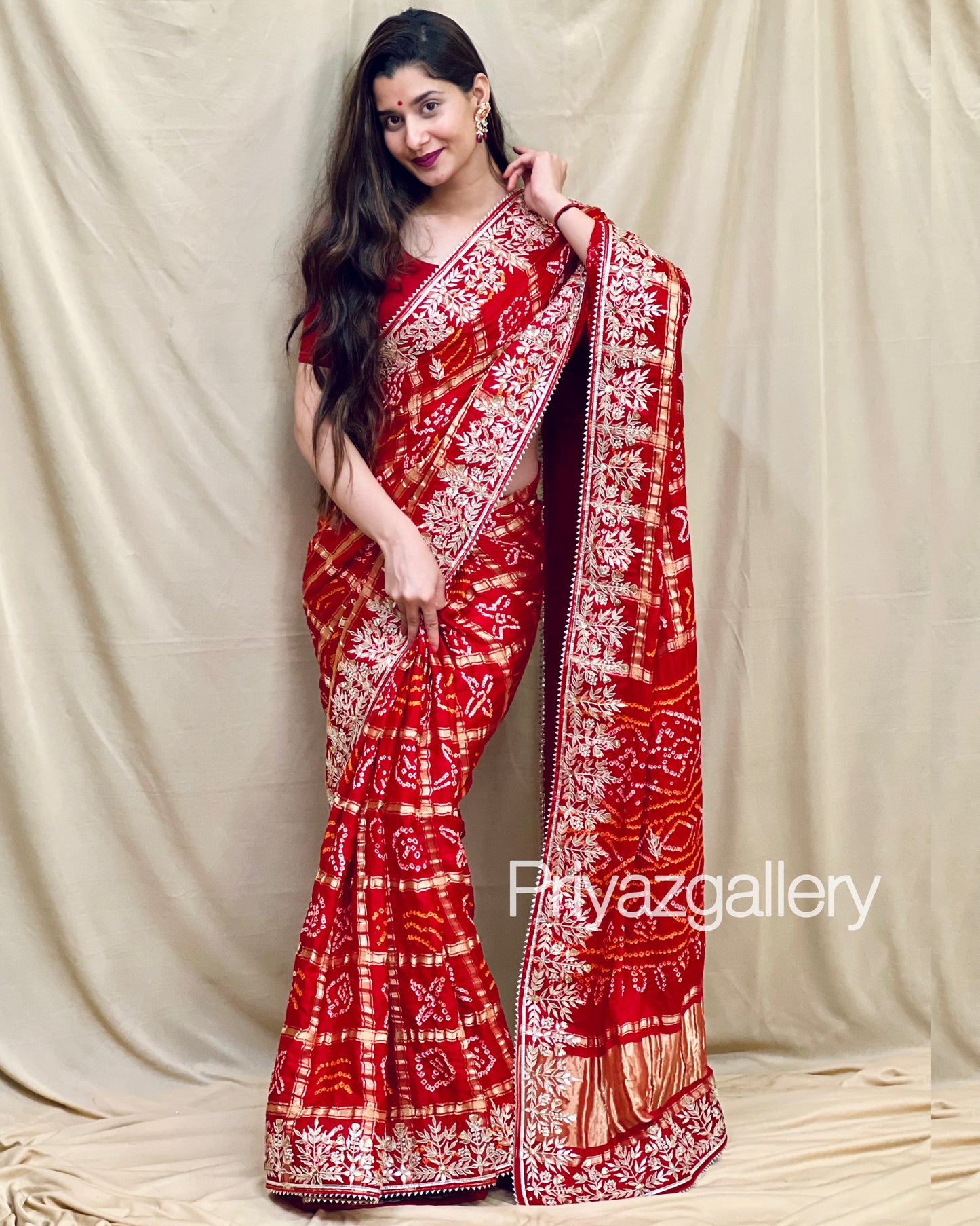 Pure Gaji Silk Bandhani Ghatchola Gotapatti Saree