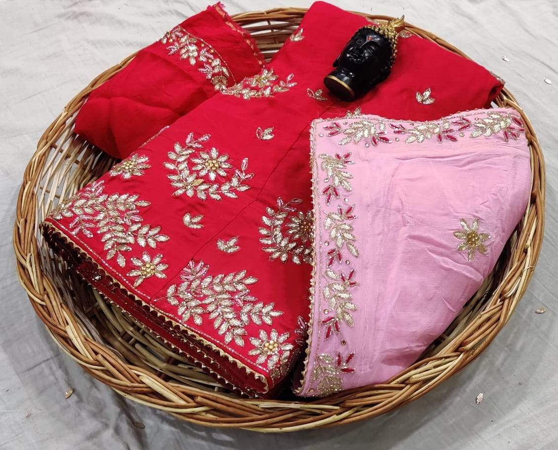pure upada silk lehnga - KcPc Bandhani