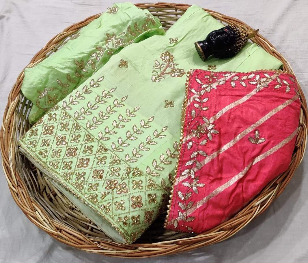 pure upada silk lehnga - KcPc Bandhani