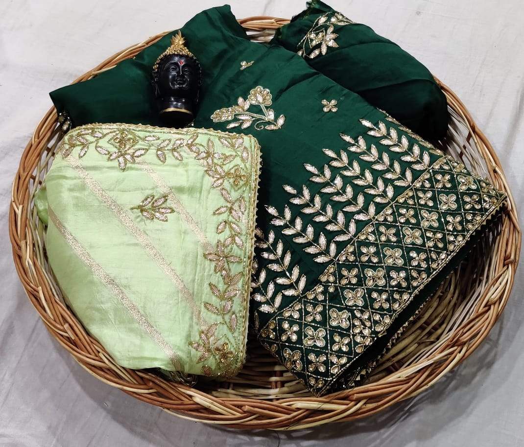 pure upada silk lehnga - KcPc Bandhani