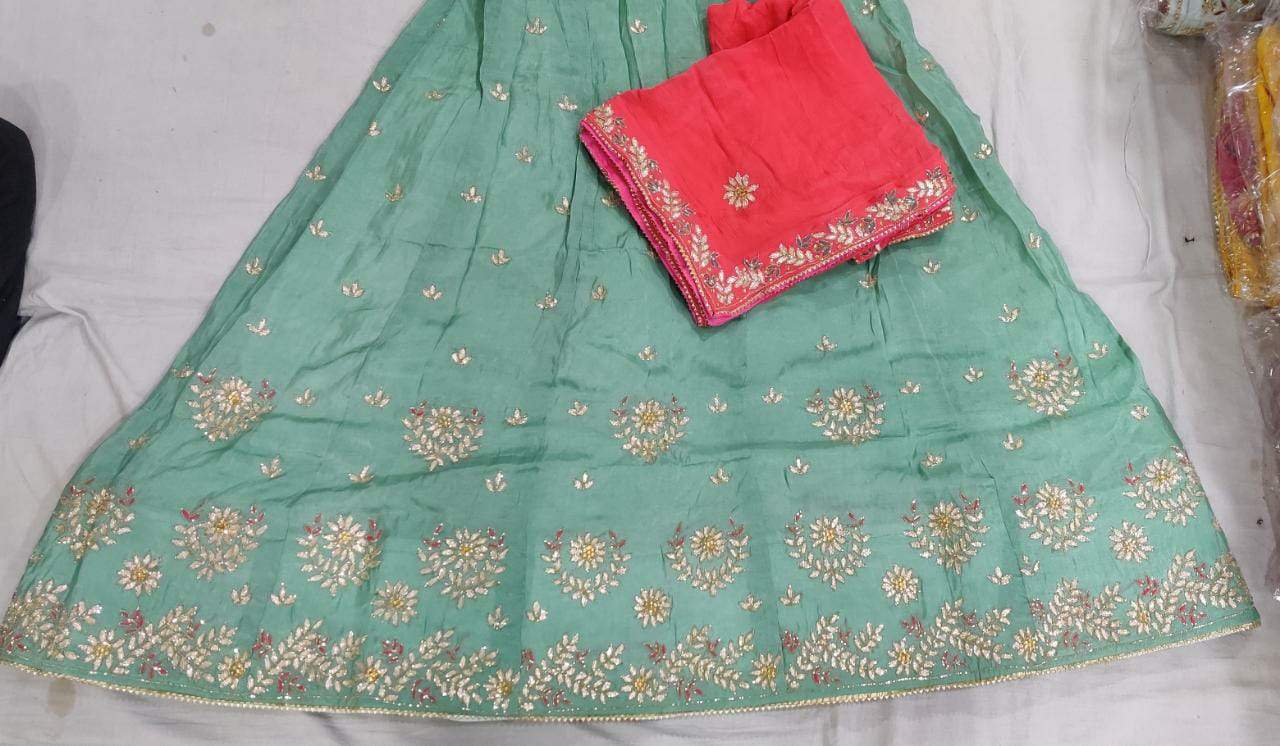 pure upada silk lehnga - KcPc Bandhani