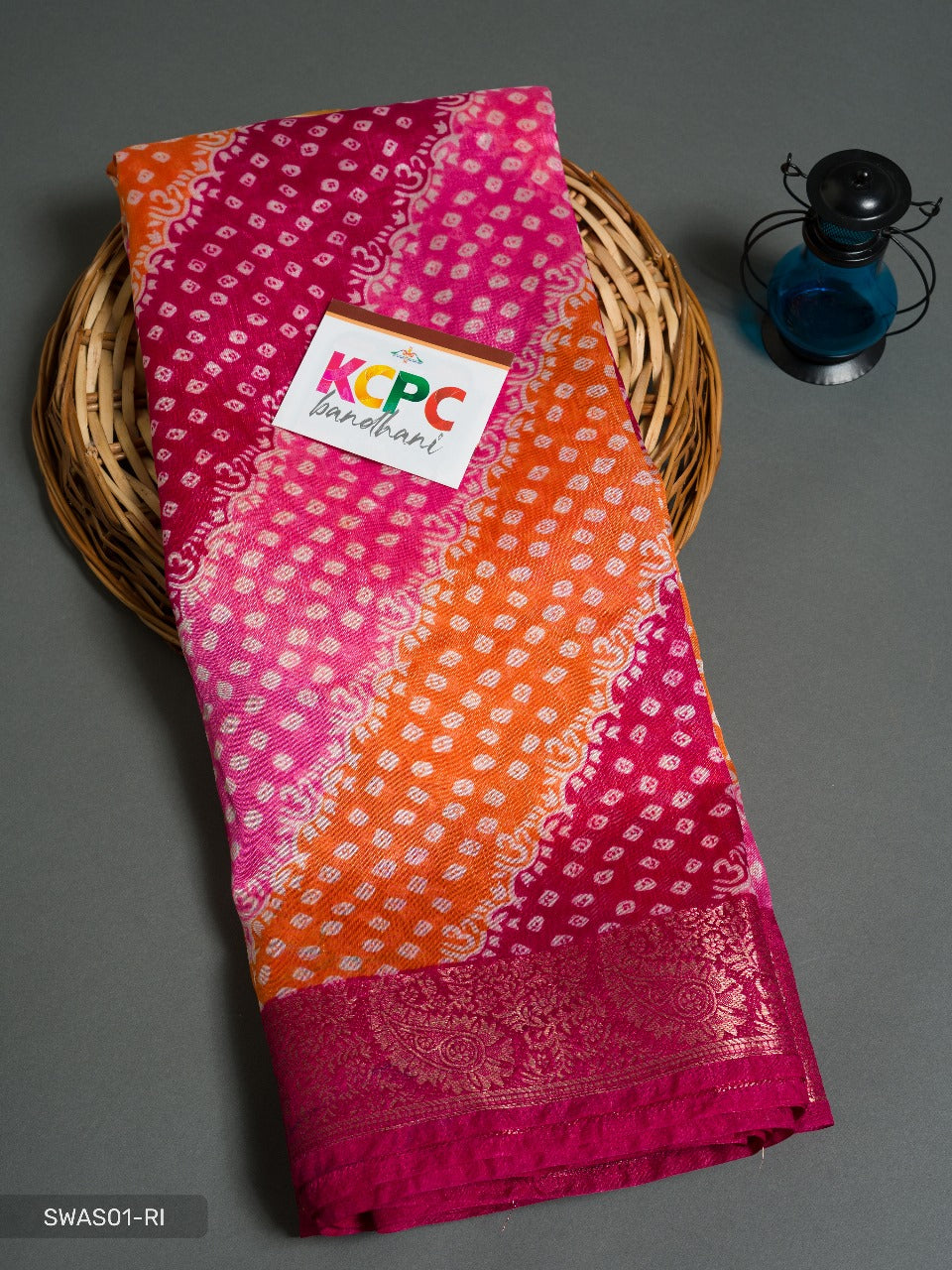 Sawan Special Pure Bandhani Cum Leheriya Cotton Silk Fabric Saree Kcpc Nr Maroon Orange Pink Saree