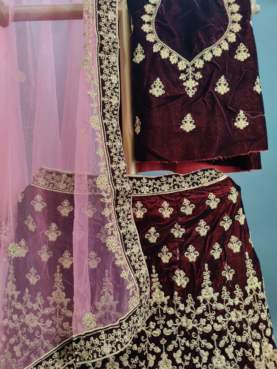 KCPC Designer Bridal Handwork Lehenga Chunni Set Bari Bes