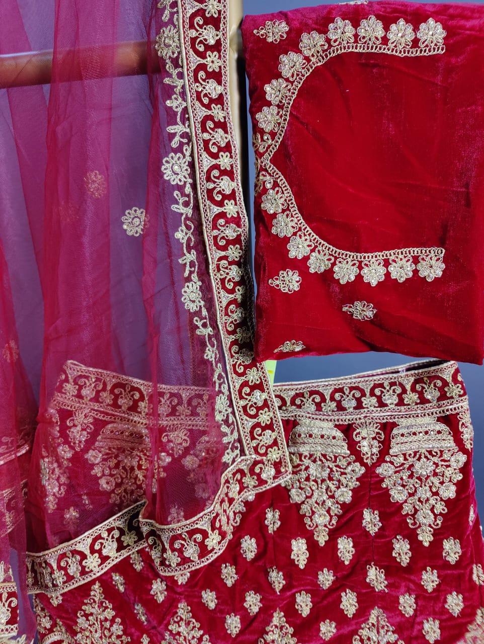 KCPC Designer Bridal Handwork Lehenga Chunni Set Bari Bes