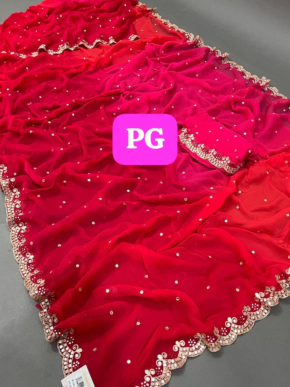 Pure Diamond Chiffon Mirror cutwork Rajwadi saree ♥️