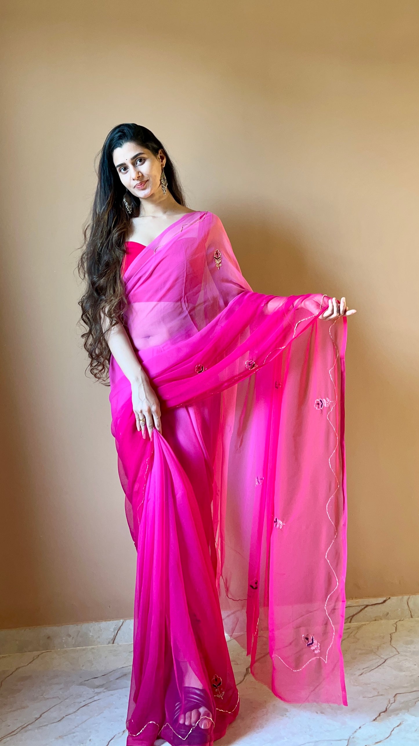 Georgette katdana handwork saree ♥️