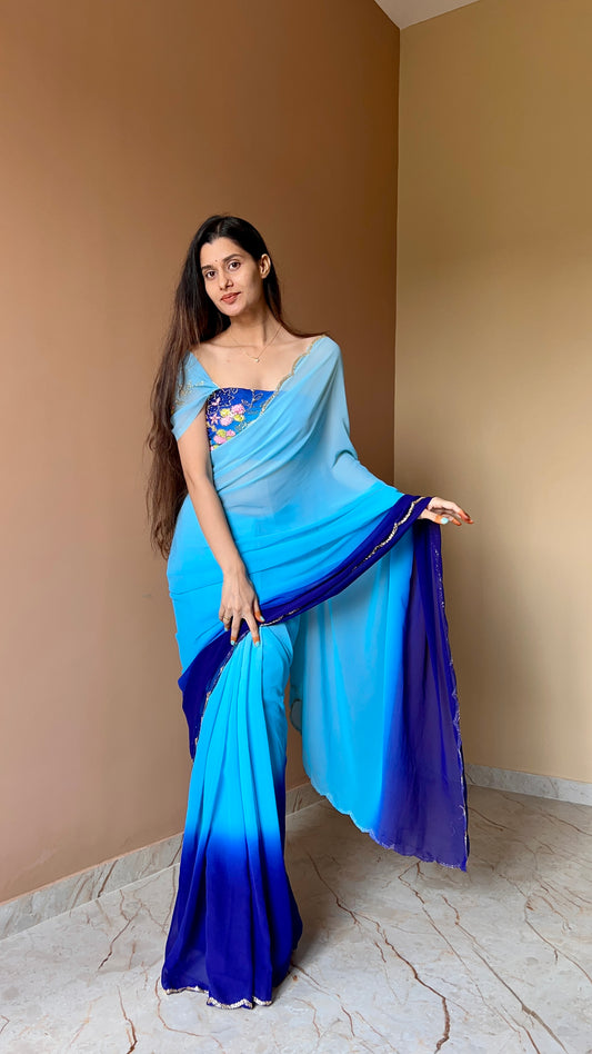 Shaded Soft Georgette Handwork