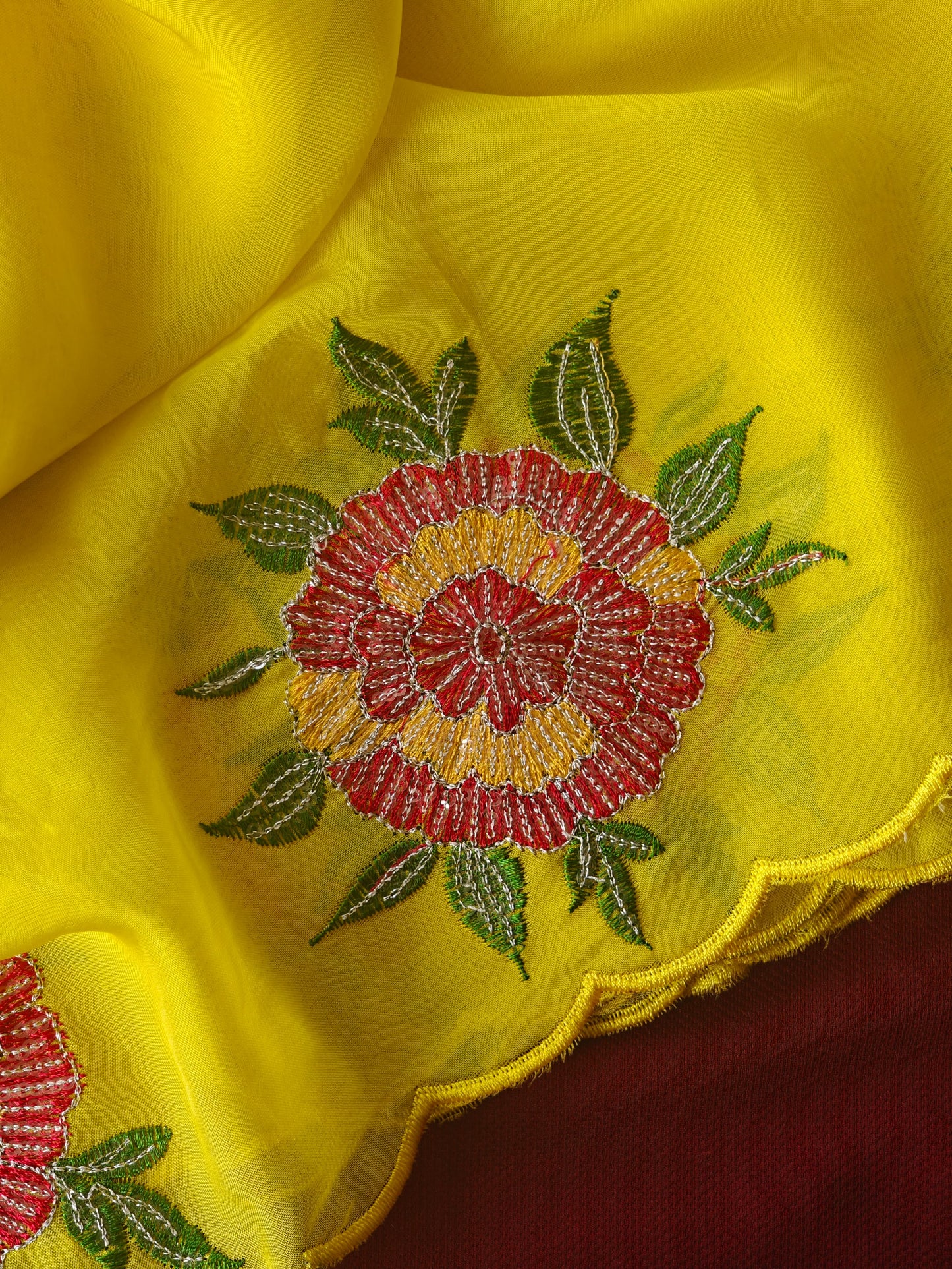 Pure organza sarees with intricate floral embroidery saree