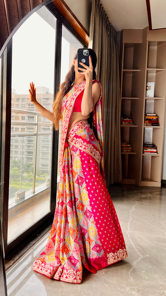 Pure Chinon designer digital saree ♥️