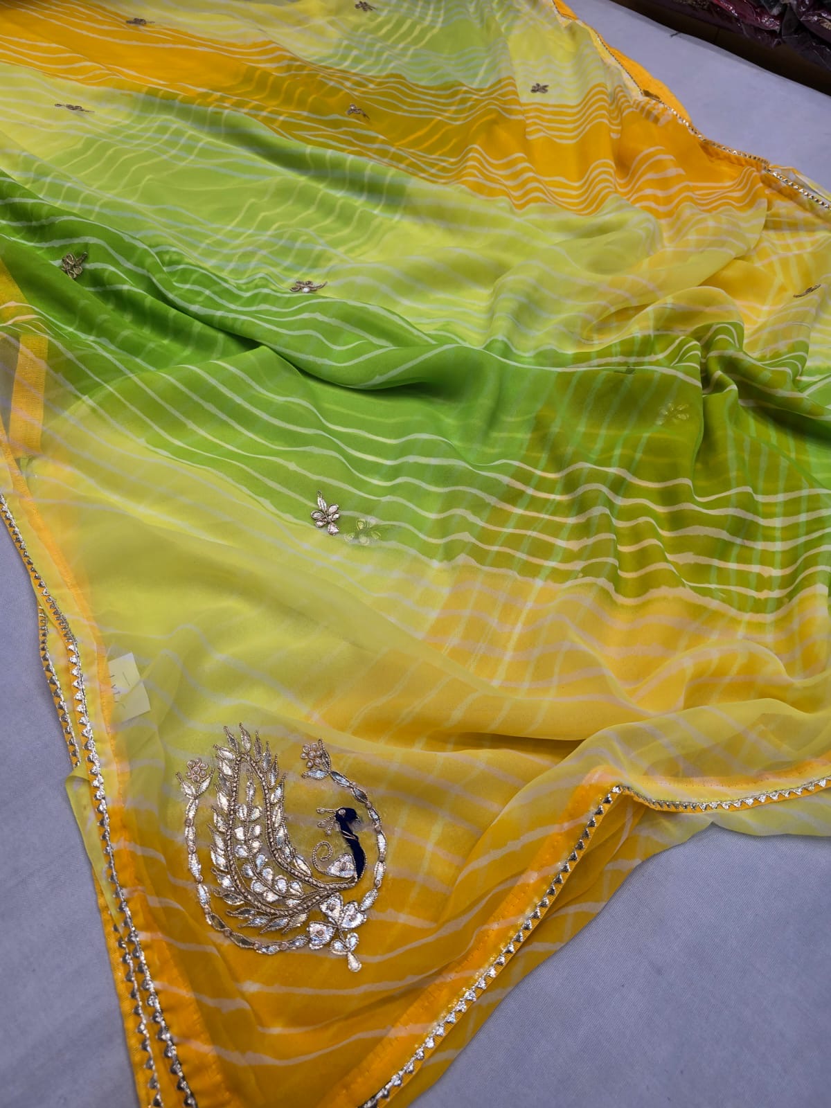 Chiffon gotapatti leheriya saree