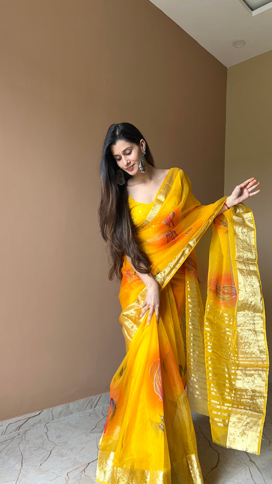 Beautiful Orgenja saree 💛