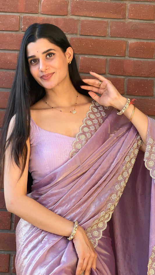 Space silk diamond work saree