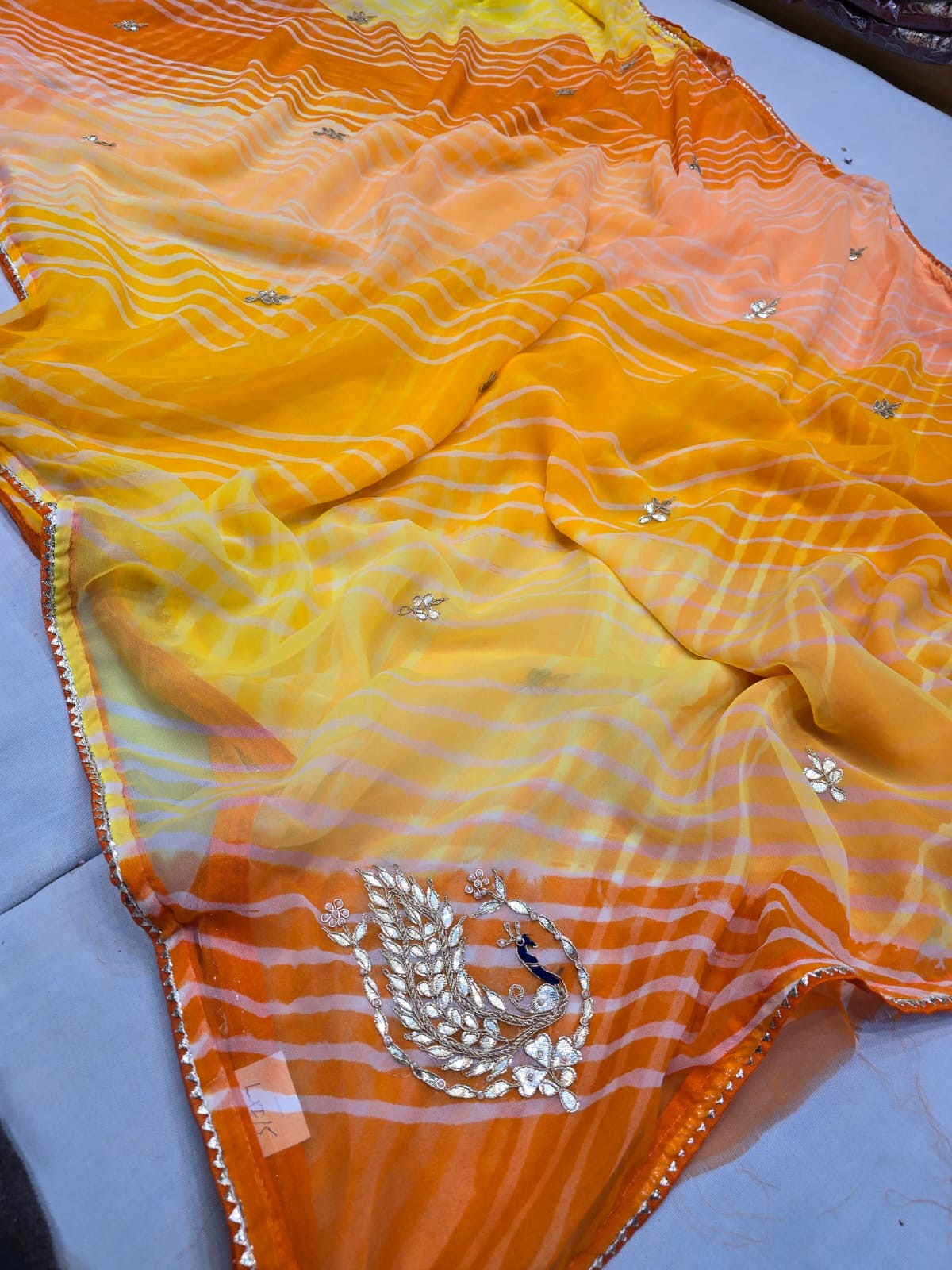 Chiffon gotapatti leheriya saree