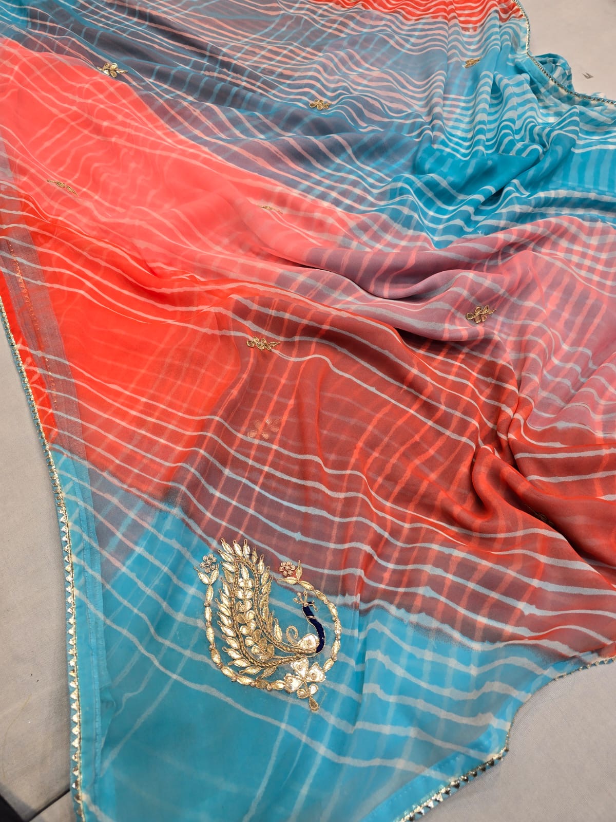 Chiffon gotapatti leheriya saree