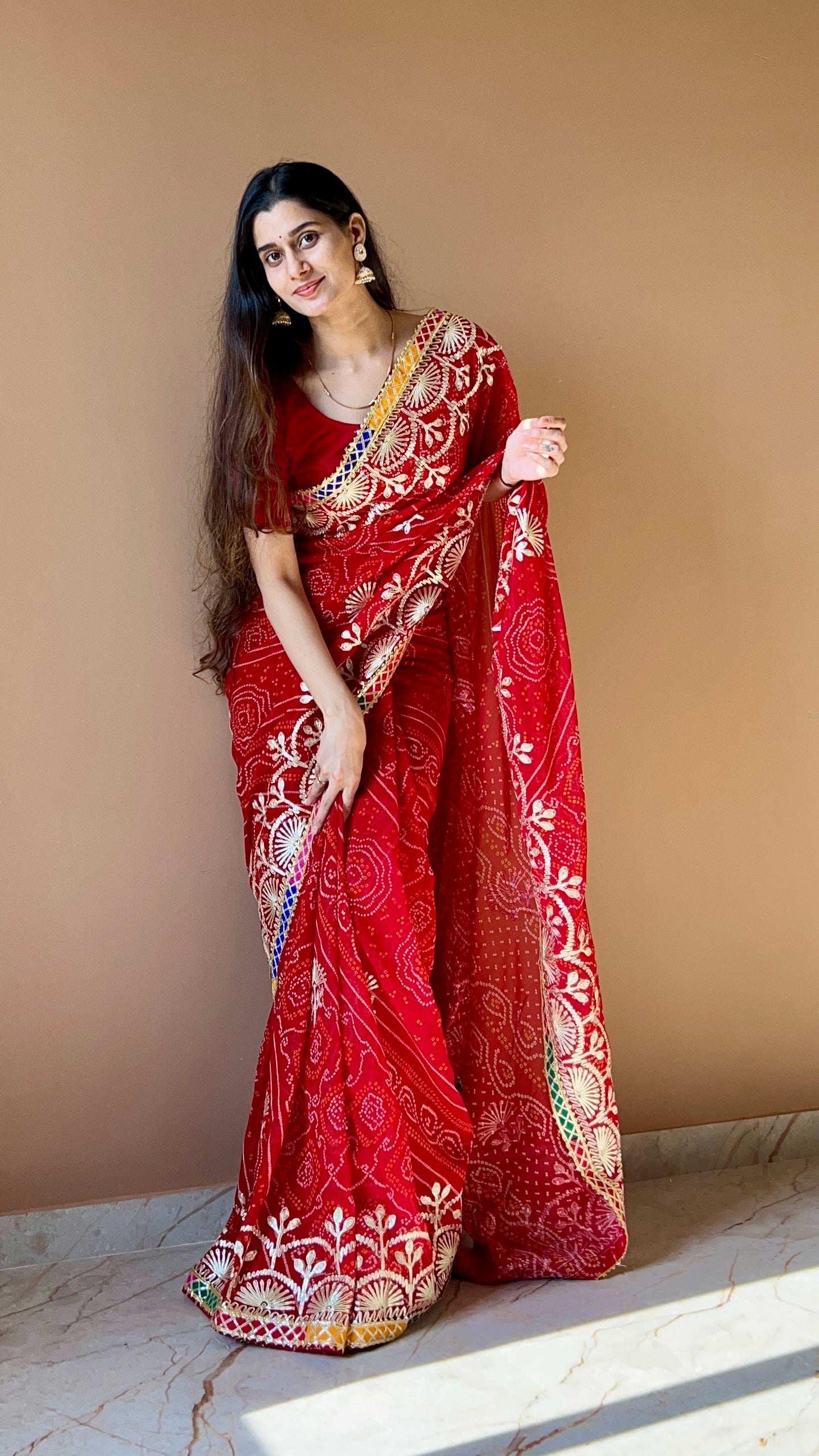 Karwachauth special chunri gotapatti saree