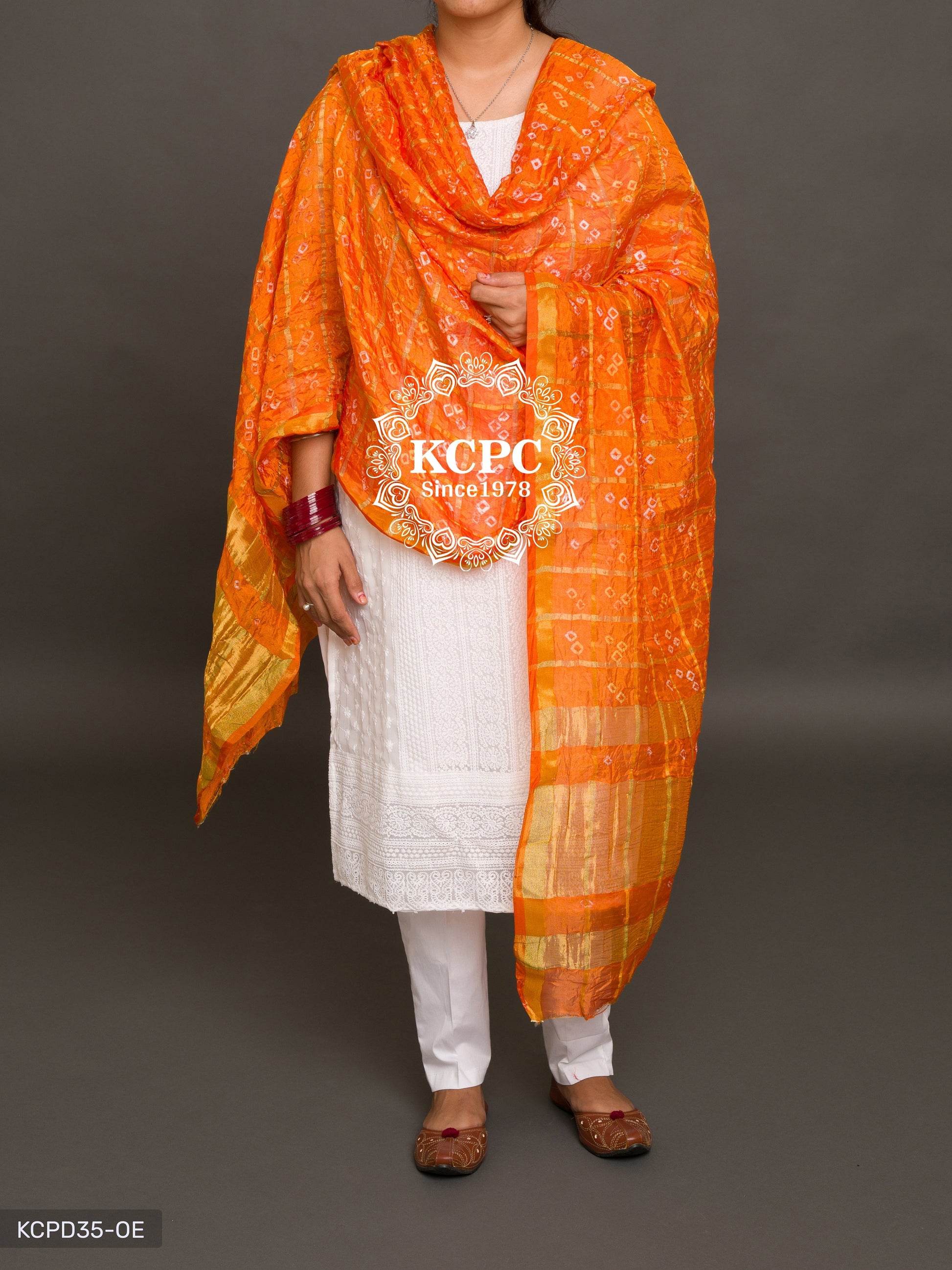 Ghatchola Bandhej Silk Dupattas Or Kc Orange Dupatta