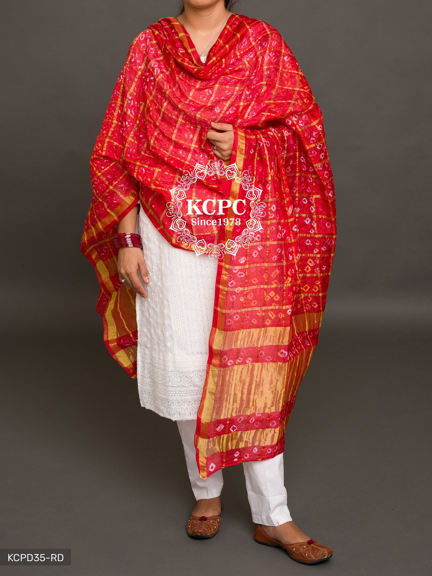 Ghatchola Bandhej Silk Dupattas Or Kc Red Dupatta