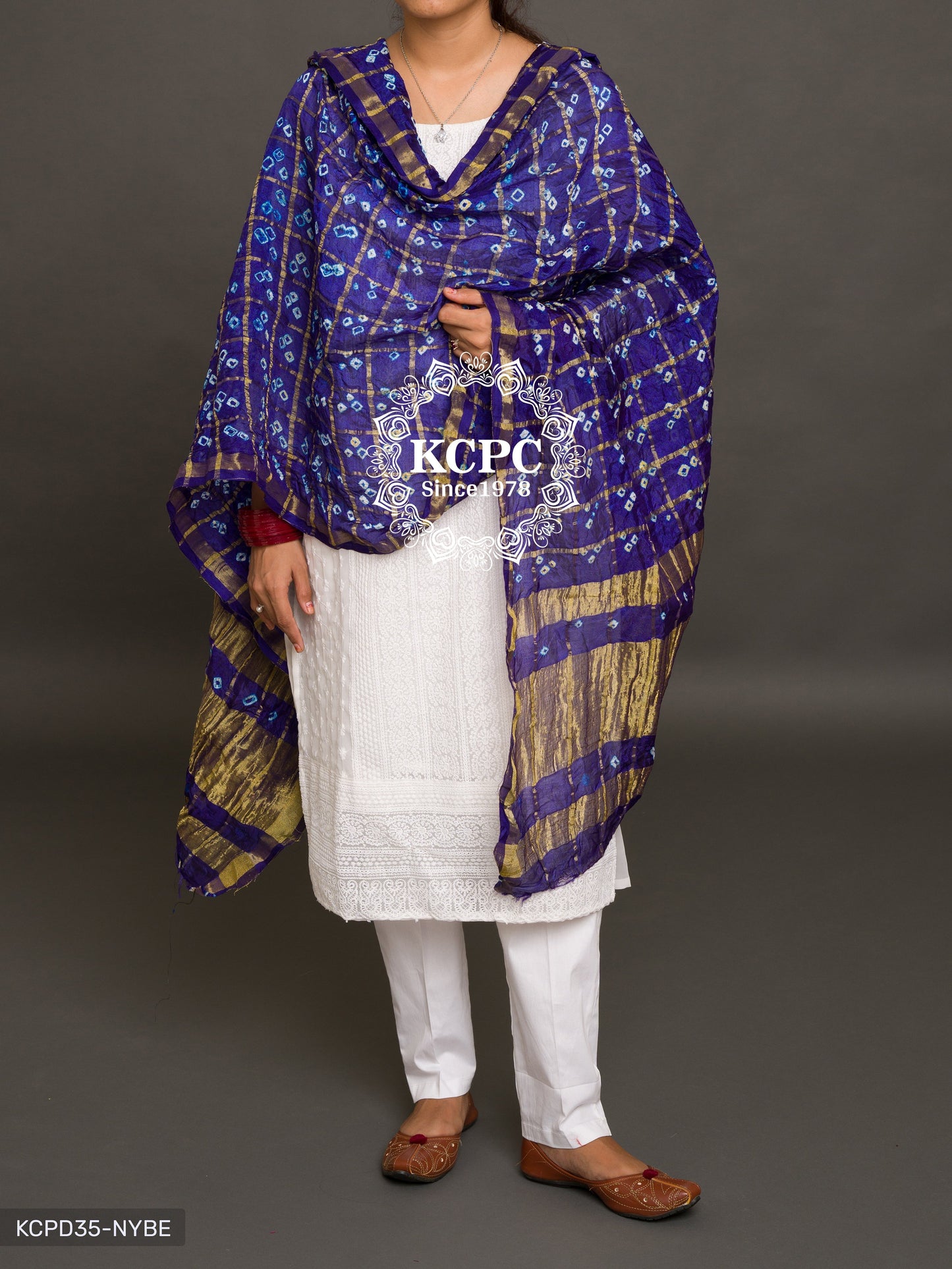 Ghatchola Bandhej Silk Dupattas Or Kc Neavy Blue Dupatta