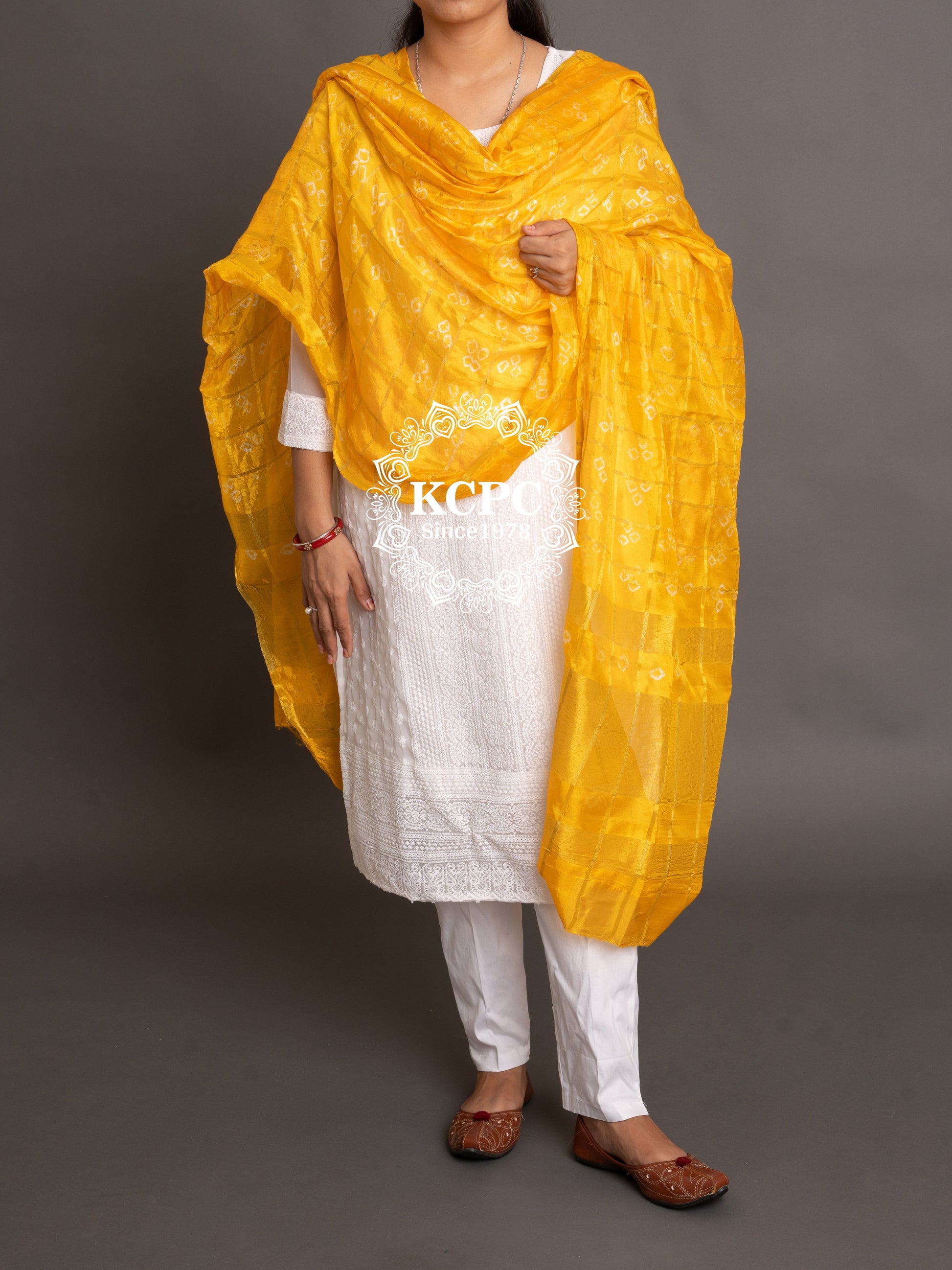 Ghatchola Bandhej Silk Dupattas Or Kc Yellow Dupatta