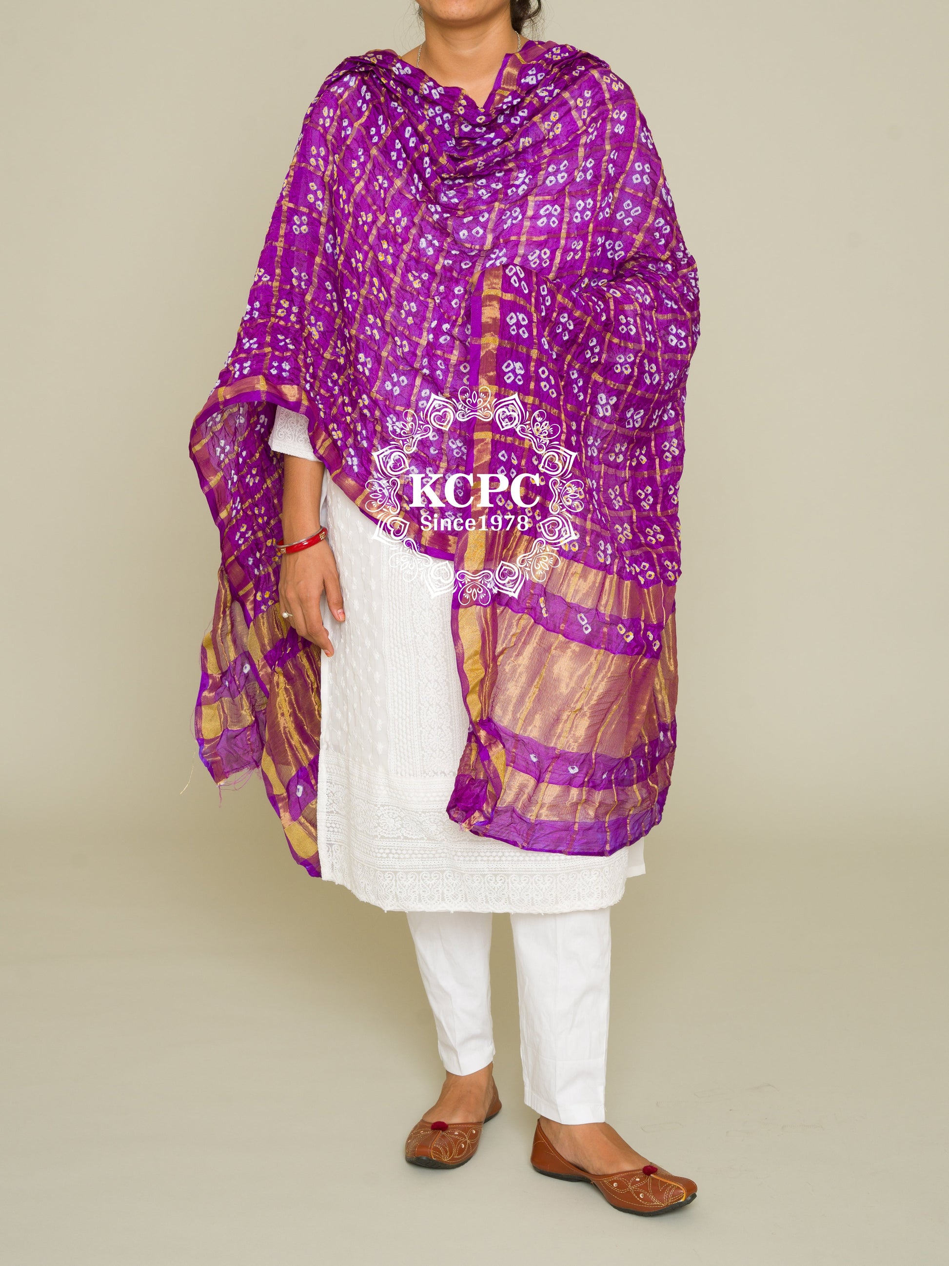 Ghatchola Bandhej Silk Dupattas Or Kc Purple Dupatta