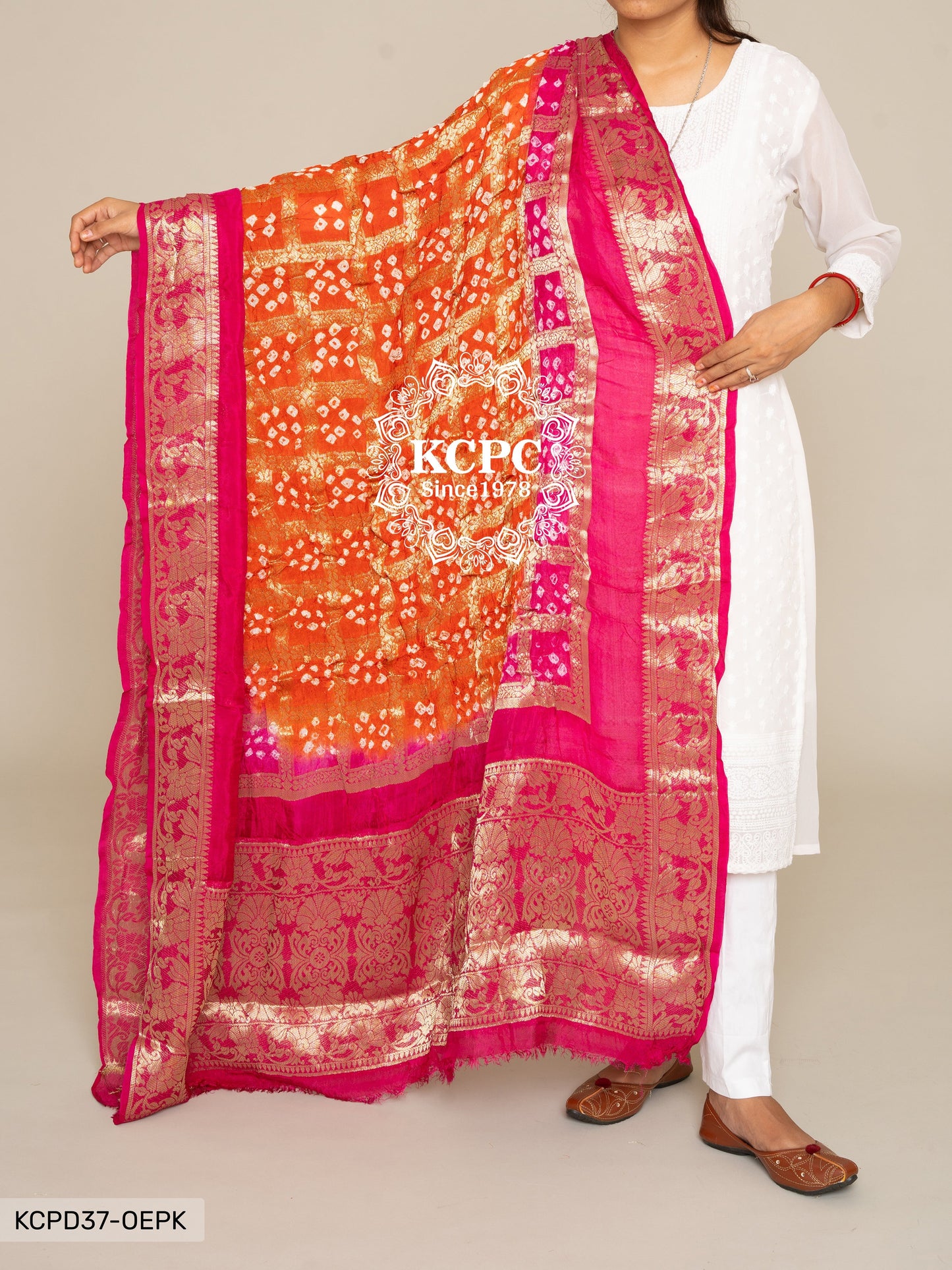 Pure Viscos Silk Bandhani Ghatchola Dupatta Or Kc