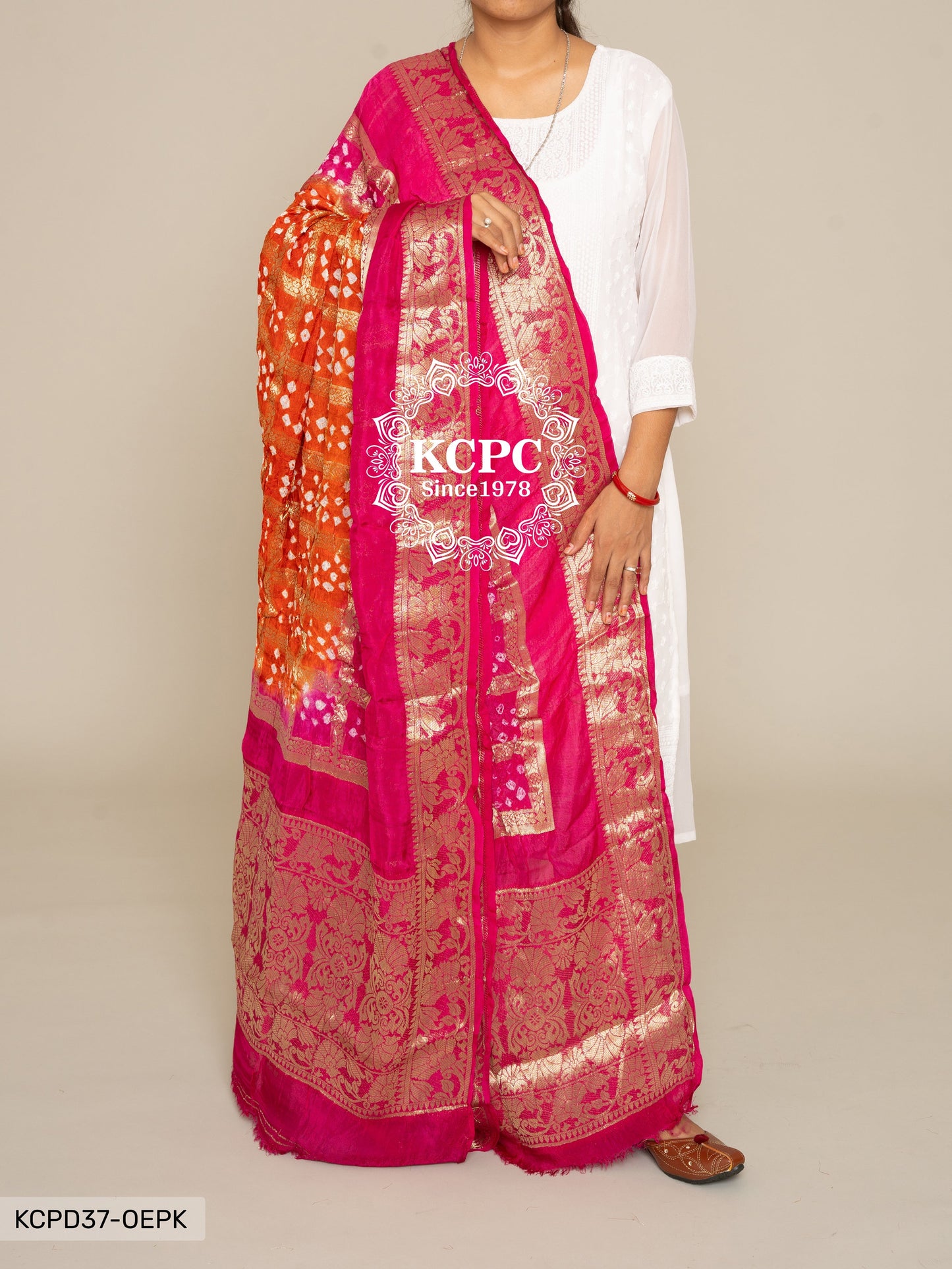 Pure Viscos Silk Bandhani Ghatchola Dupatta Or Kc