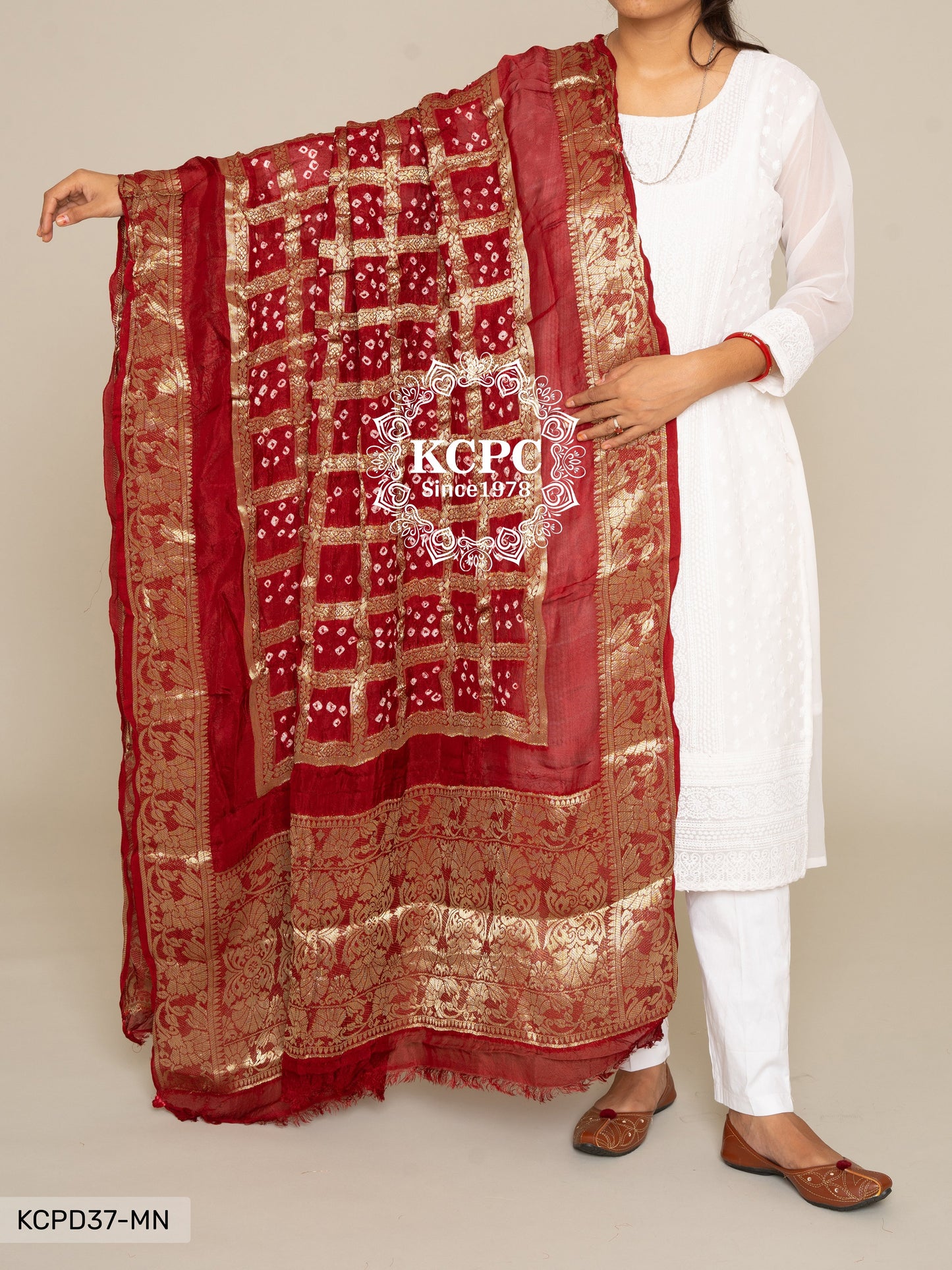 Pure Viscos Silk Bandhani Ghatchola Dupatta Or Kc