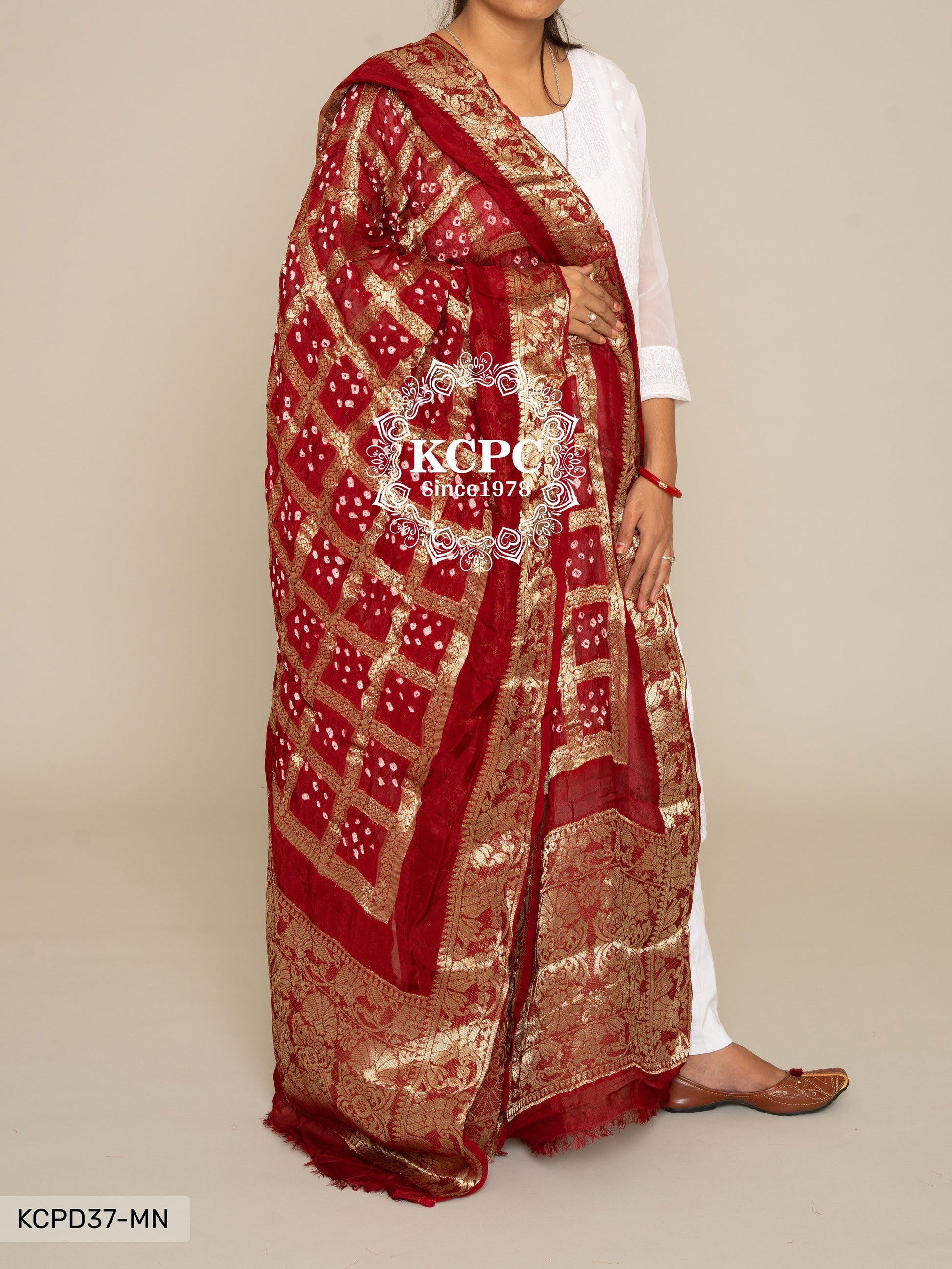 Pure Viscos Silk Bandhani Ghatchola Dupatta Or Kc