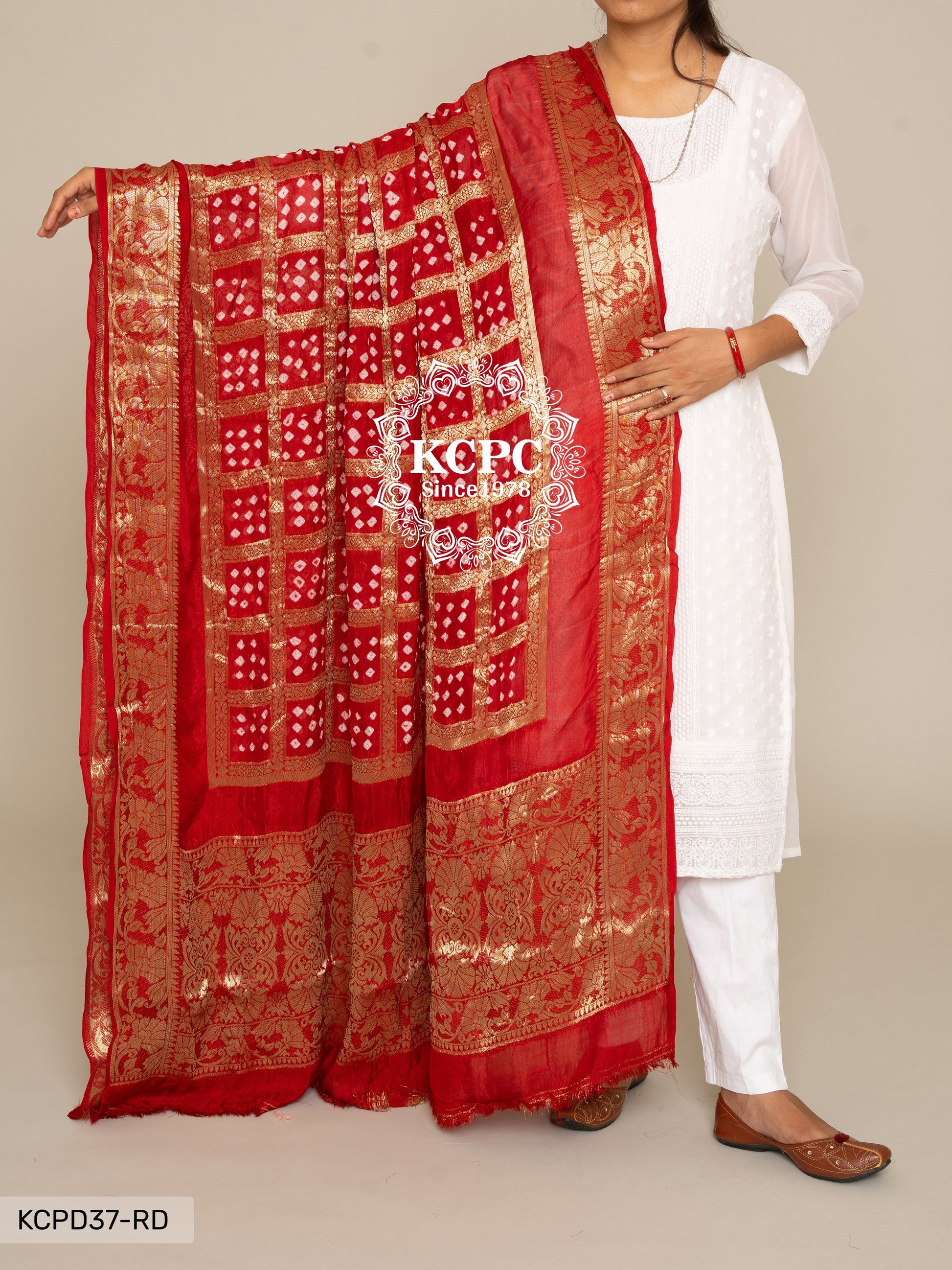 Pure Viscos Silk Bandhani Ghatchola Dupatta Or Kc