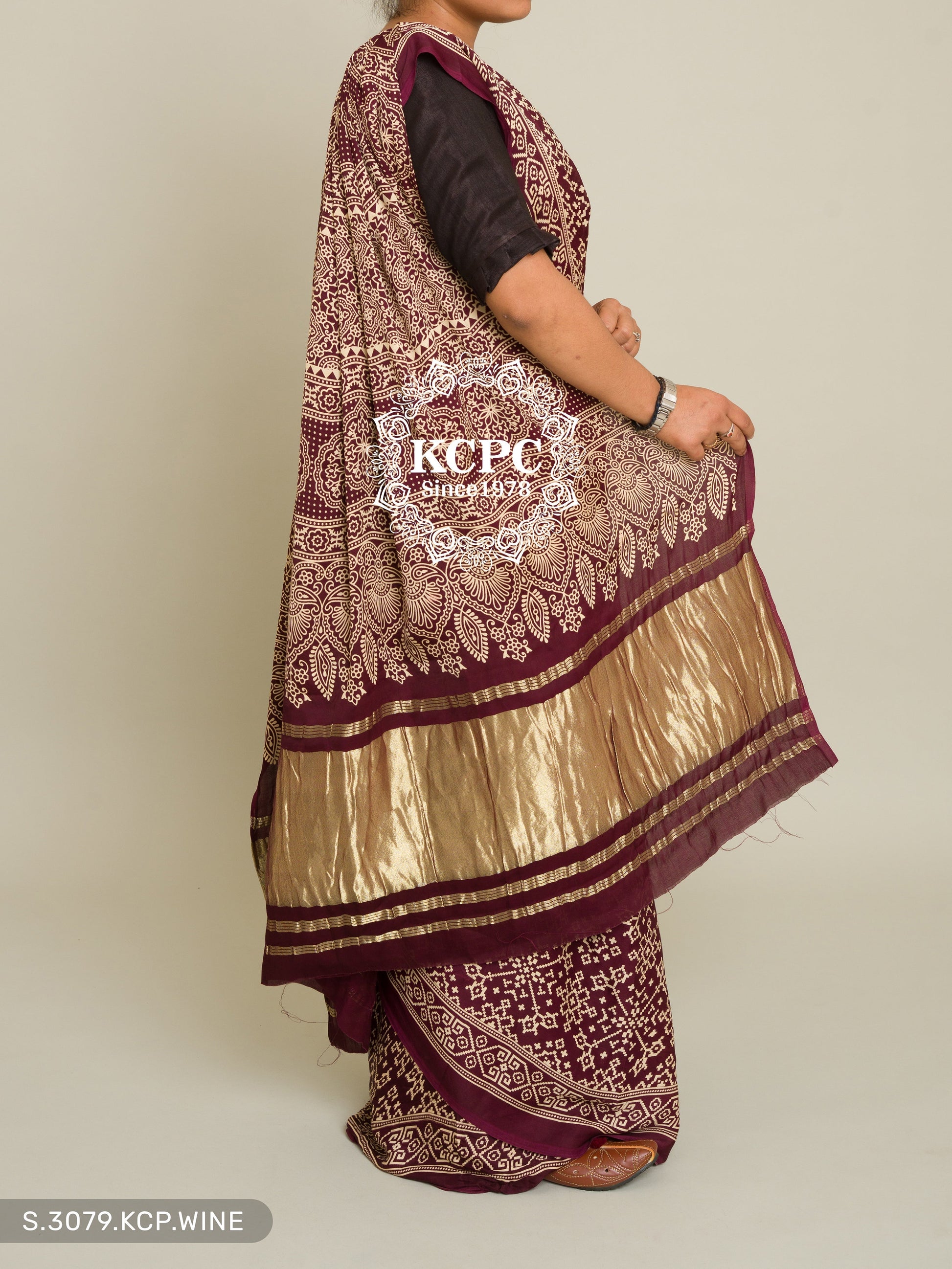 Pure Ajrakh Modal Silk With Patola Style Saree Kcpc Dr Saree